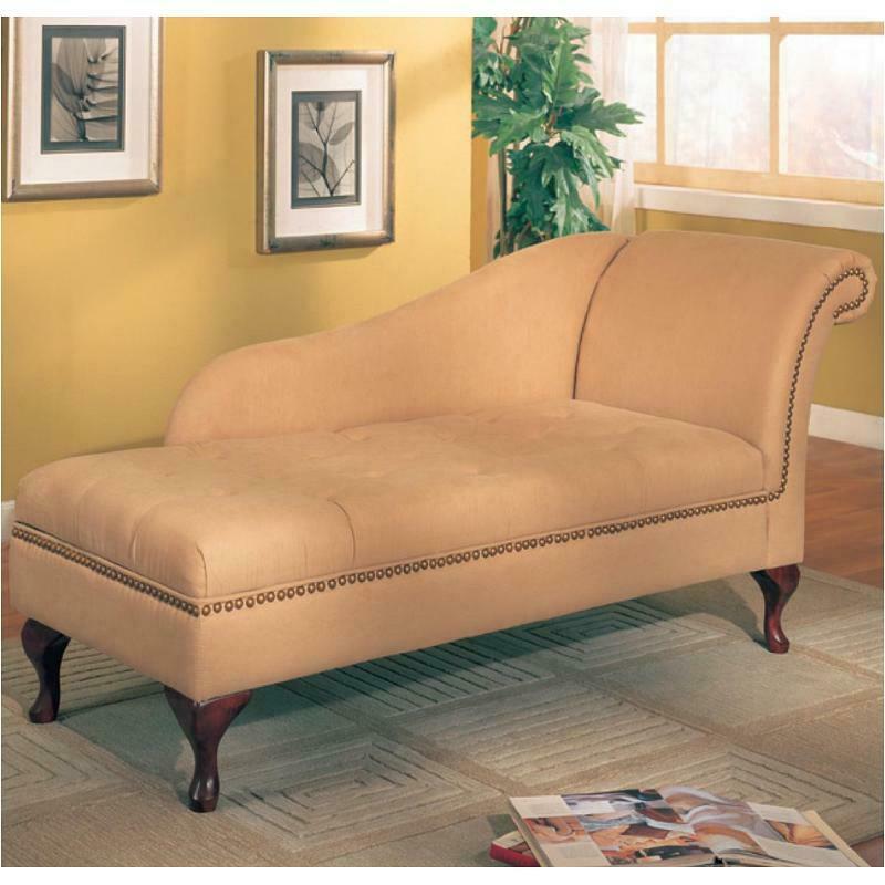 Tan Microfiber Chaise Lounge Lounger with Flip Open Seat Storage