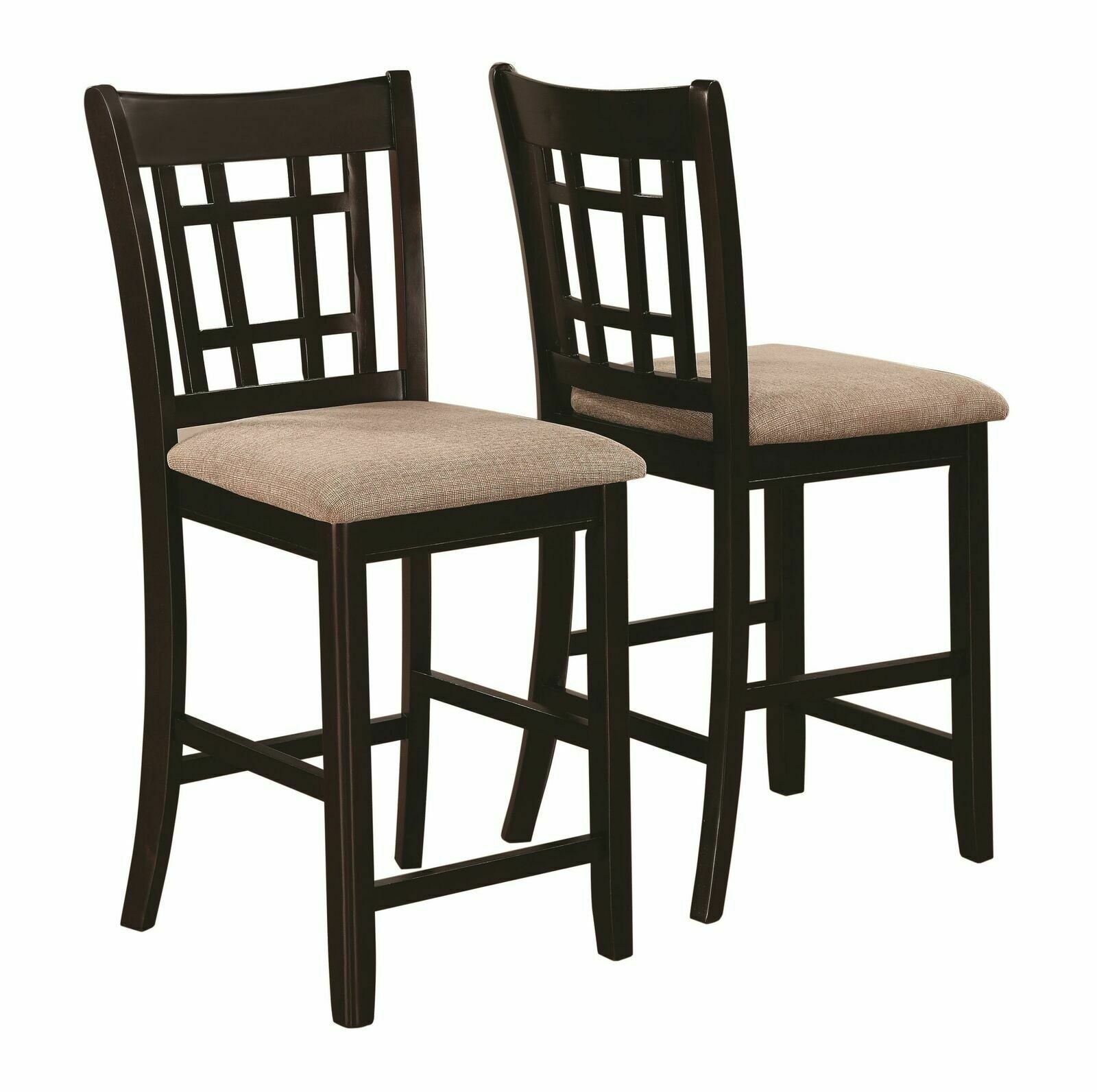 Coaster Lavon Lattice Back Counter Stools Tan And Espresso (Set Of 2) 105279