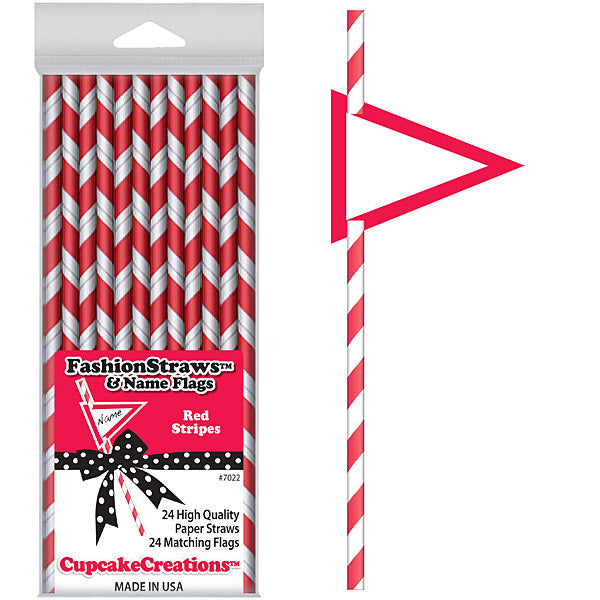 Cupcake Creations Red Stripe Paper Straws - 24 Count