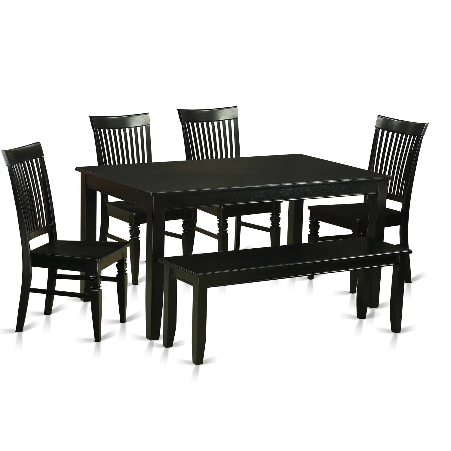 DUWE6-BLK-W 6 Pc Kitchen Table set - Table and 4 Kitchen Chairs coupled with Bench