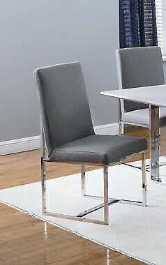 Mackinnon Upholstered Floating Side Dining Chairs Grey And Chrome (Set Of 2)