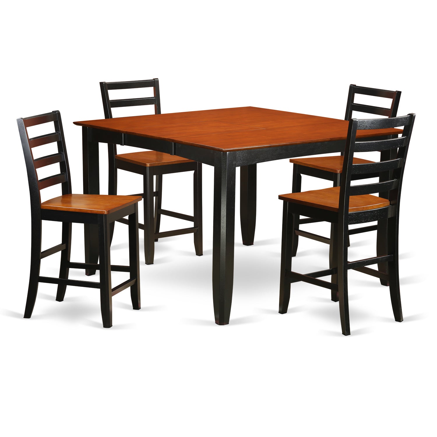 FAIR5-BLK-W 5 PC counter height Dining set- Square Counter height Table and 4 Dining Chairs