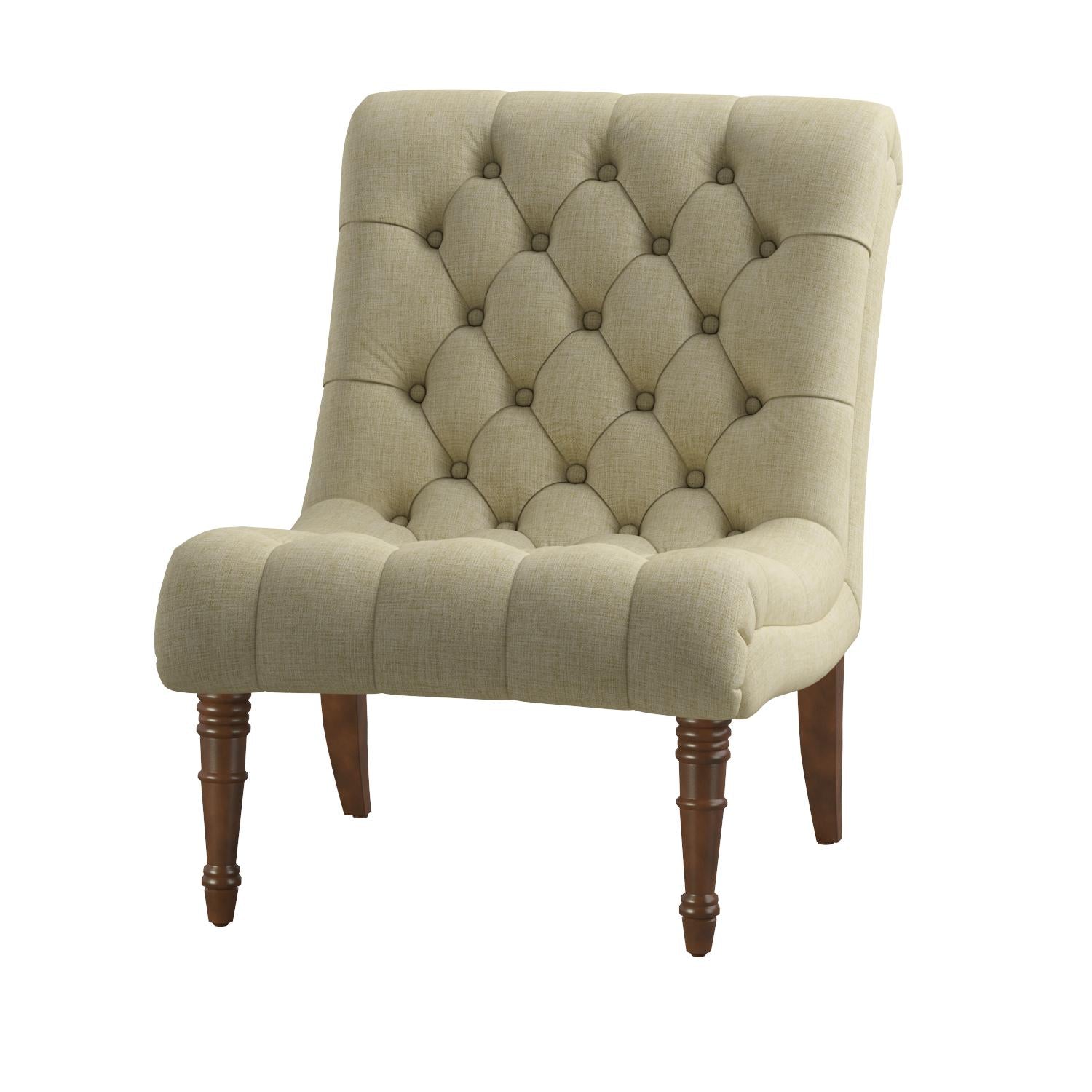 Armless Slipper Style Tufted Back Accent Chair Sage