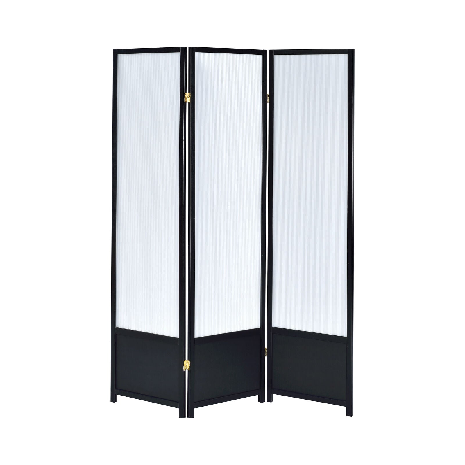 Coaster 3-Panel Solid Wood Folding Floor Screen Room Divider Translucent Black