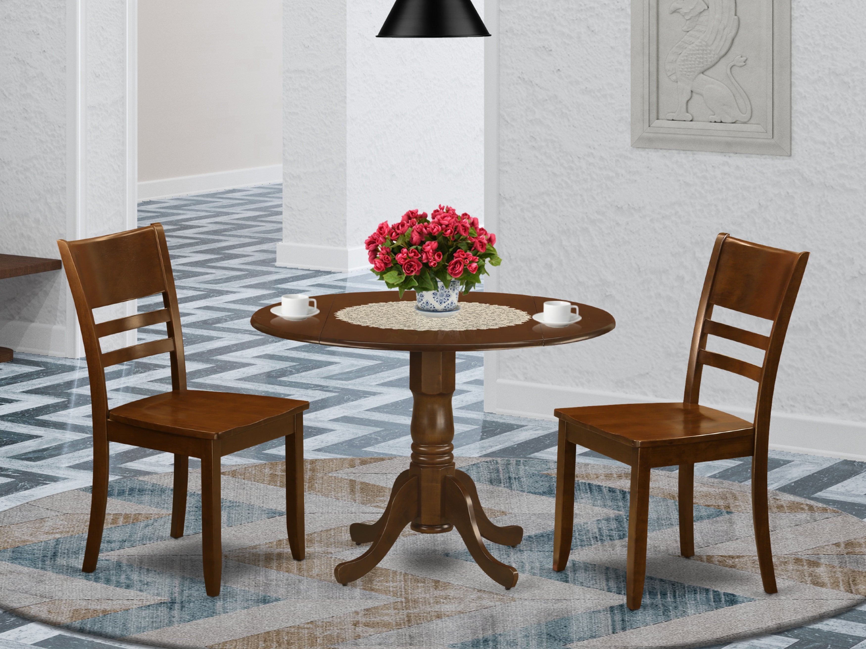 DLLY3-ESP-W 3 Pc Kitchen Table with 2 drop leaves and 2Leather Dinette Chairs