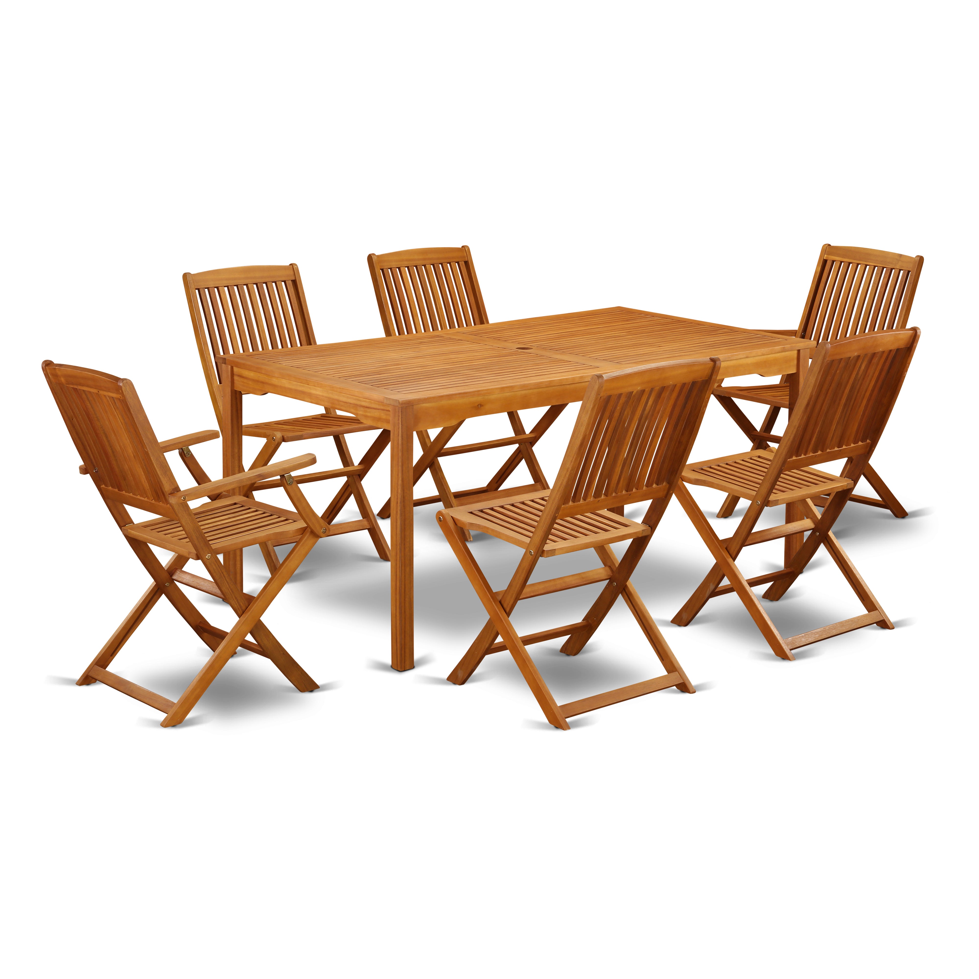 CMCM72CANA This 7 Pc Acacia Solid wood Outdoor-Furniture Sets provides you one Outdoor-Furniture table and Six patio dining chairs