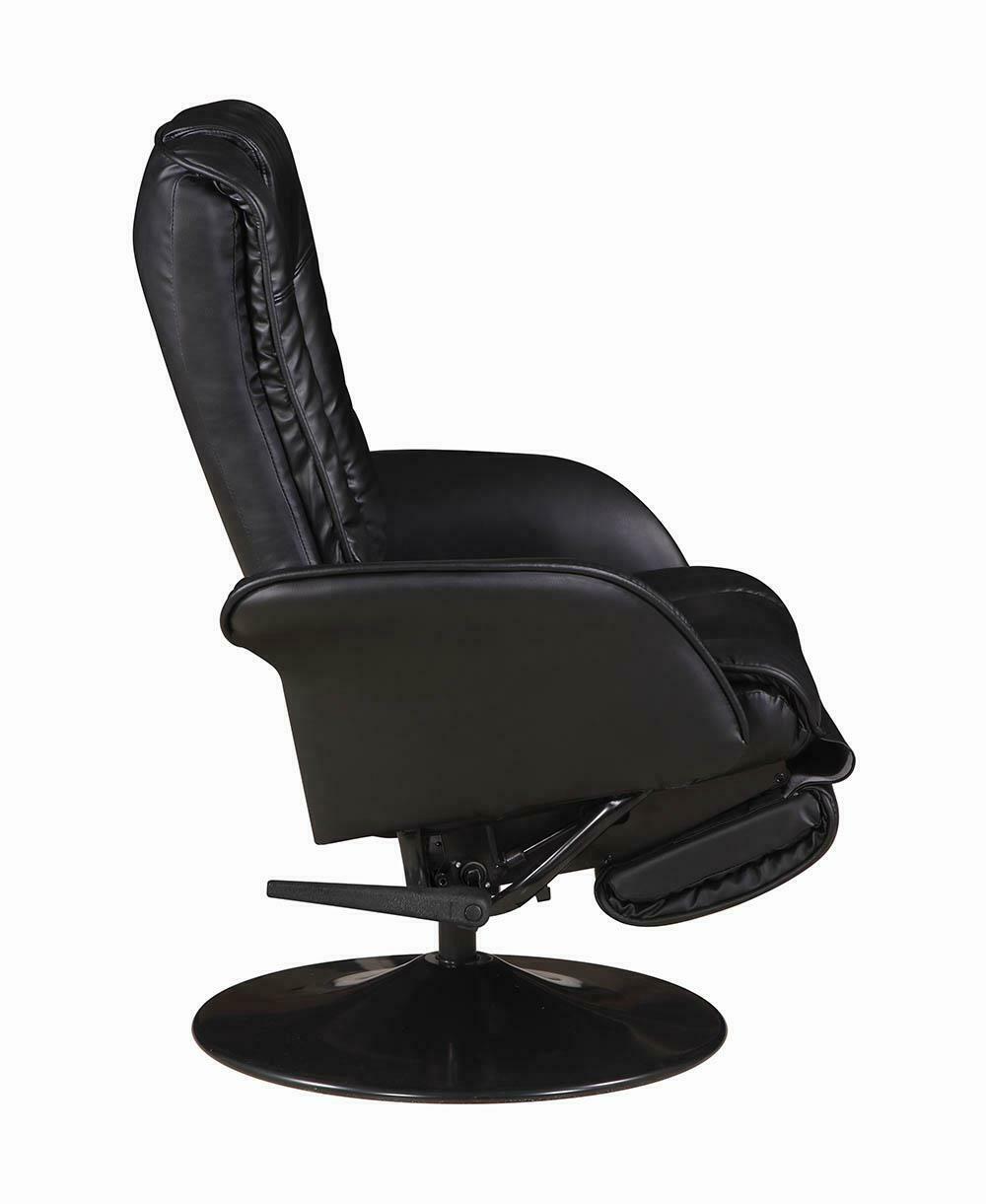 Coaster Upholstered Leatherette Swivel Recliner Black 600229