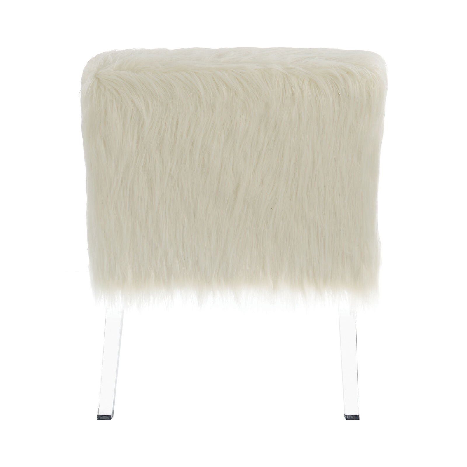 Modern Faux Sheepskin And Acrylic Upholstered Accent Chair White