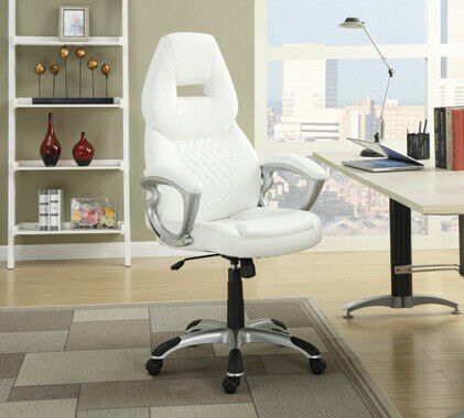 Bruce  Ergonomic Adjustable Height Office Chair White and Silver