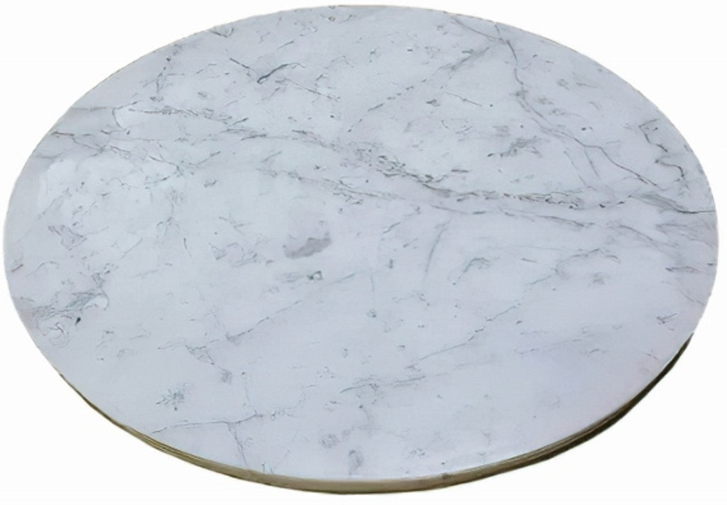 12” Round White Marble Lazy Susan Turntable Tray