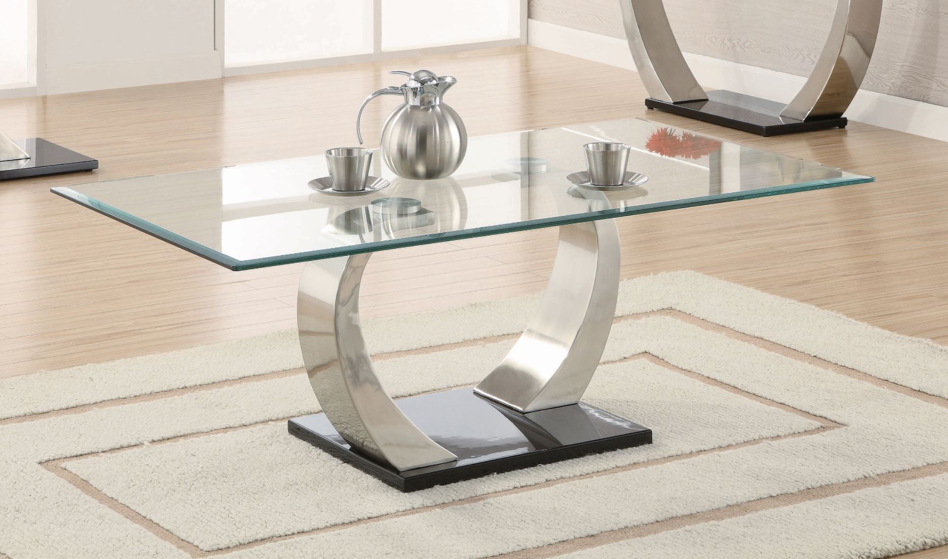 Contemporary Willemse Glass Top Coffee Table Clear And Satin