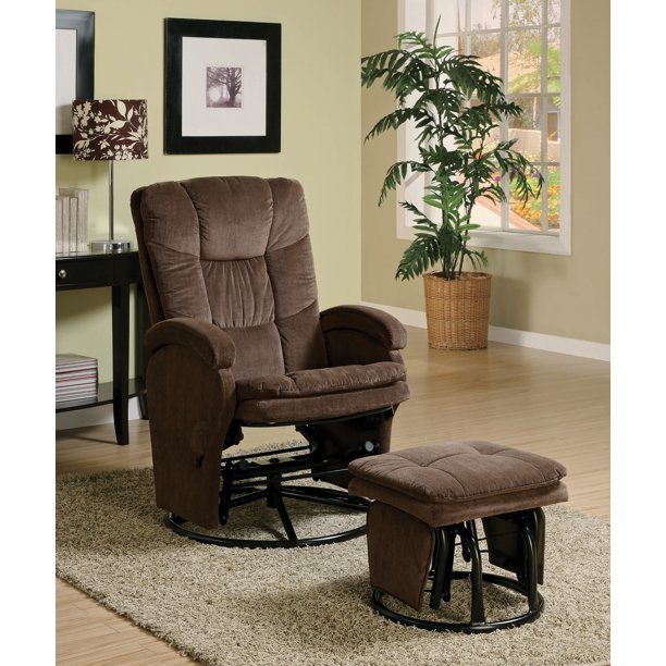 Swivel Glider Recliner With Ottoman Chocolate And Black