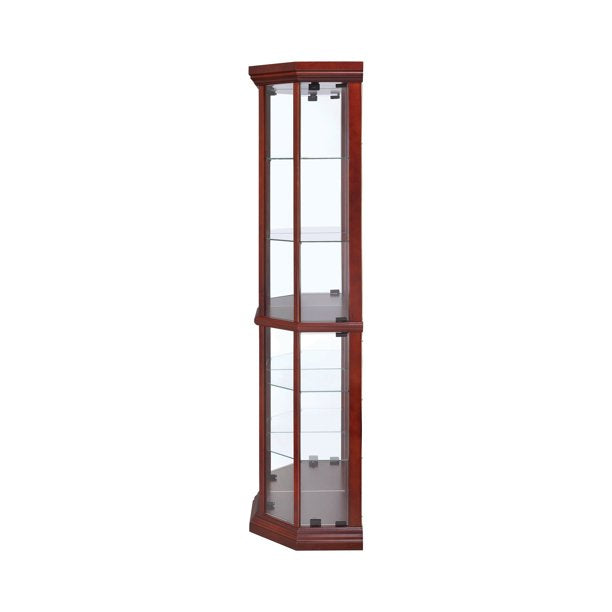 Traditional 6-Shelf Corner Curio Cabinet Medium Brown