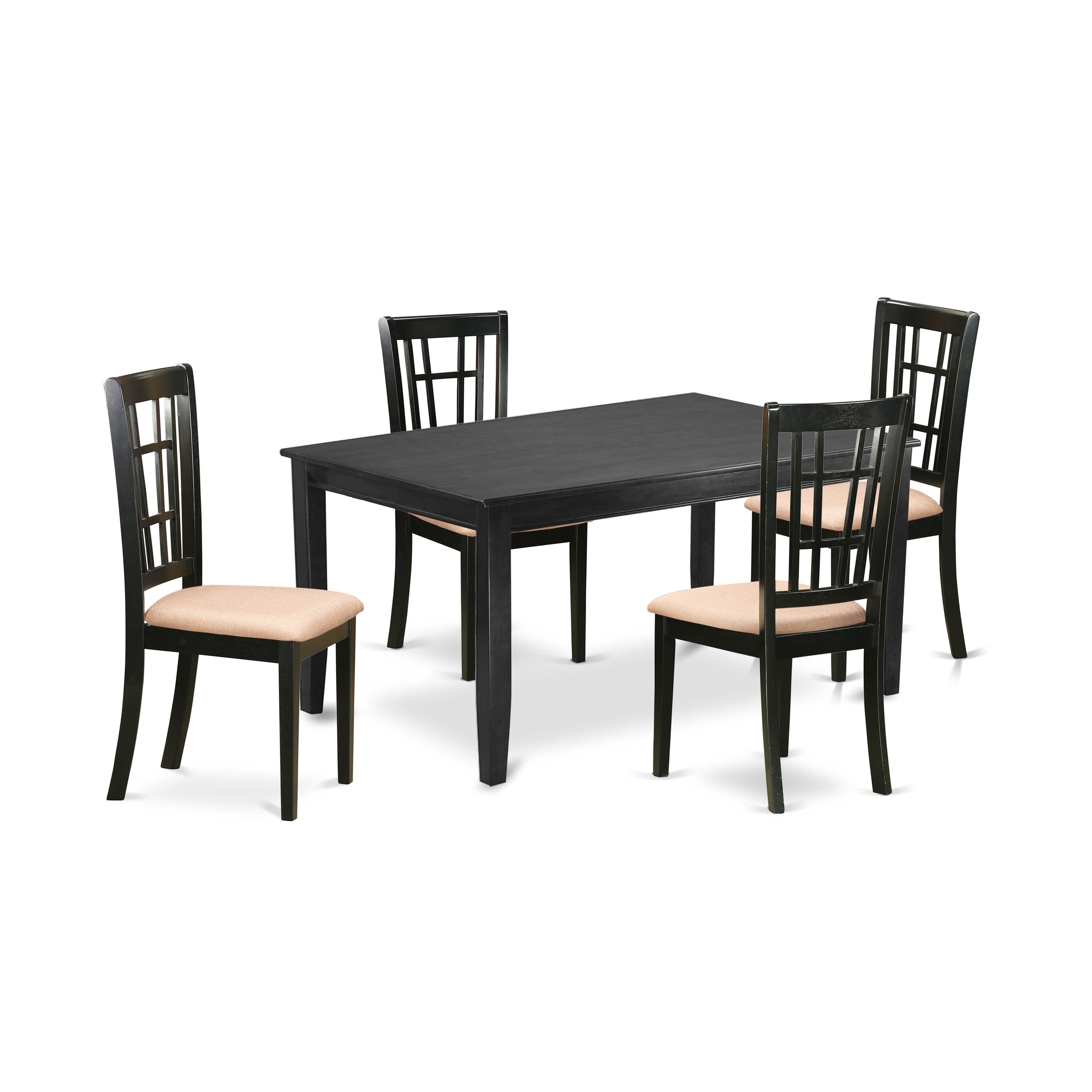 DUNI5-BLK-C 5 Pc dinette set - Kitchen dinette Table and 4 Kitchen Dining Chairs