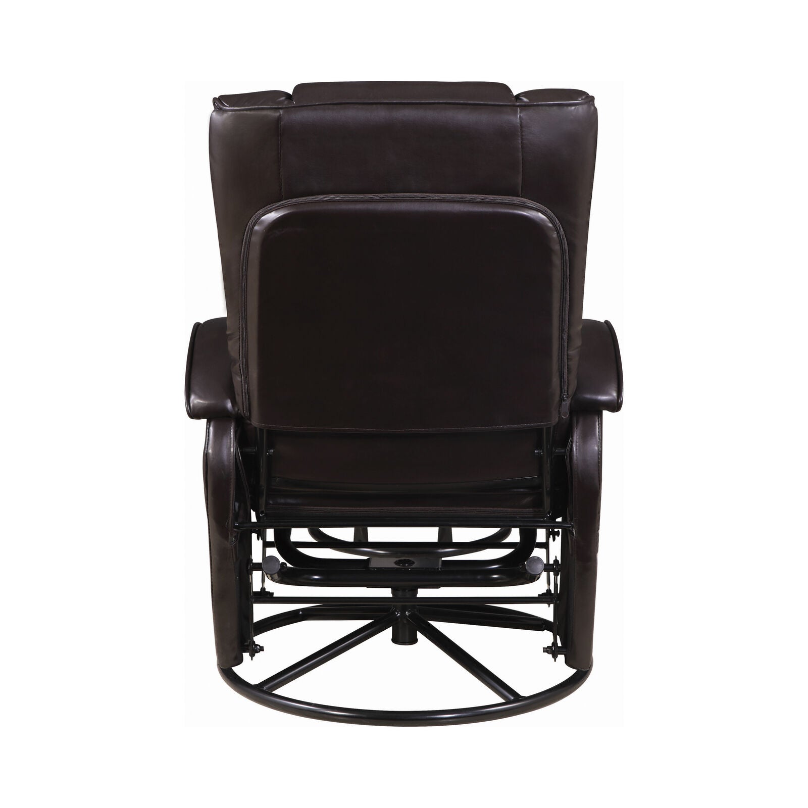 Coaster Leatherette Push-Back Swivel Glider Recliner With Ottoman Brown