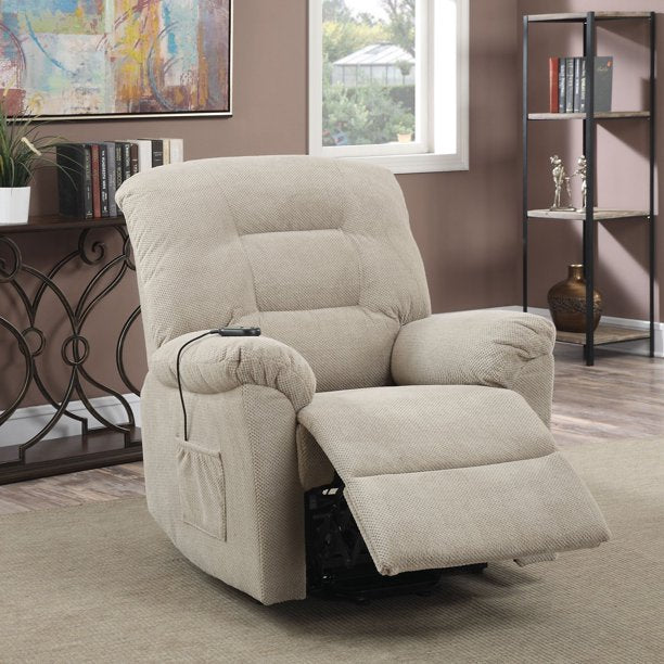 Coaster Power Lift Recliner, Taupe Textured Chenille Fabric