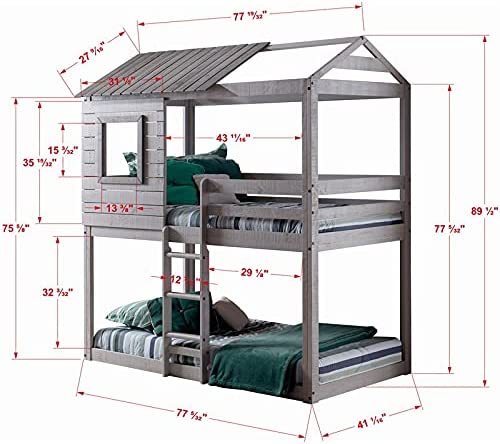 Donco Kids Deer Blind Bunk Loft Bed-Style:Bed with blue tent