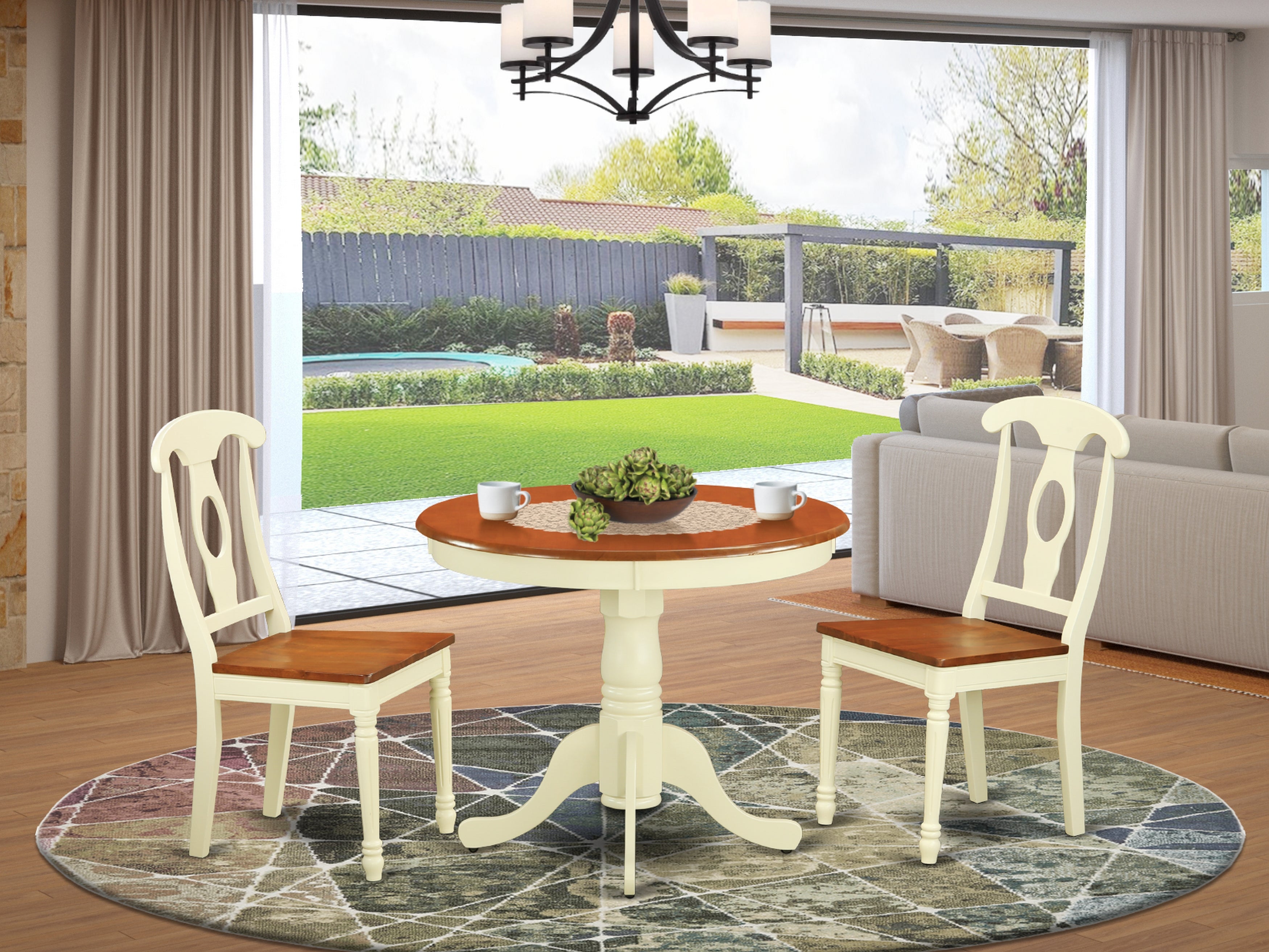 ANKE3-WHI-W 3 PcKitchen nook Dining set for 2-Dinette Table and 2 Kitchen Dining Chairs