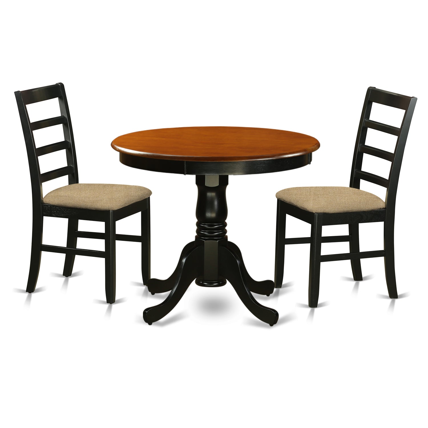 ANPF3-BLK-C Dining furniture set - 3 Pcs with 2 Microfiber Chairs in Black and Cherry