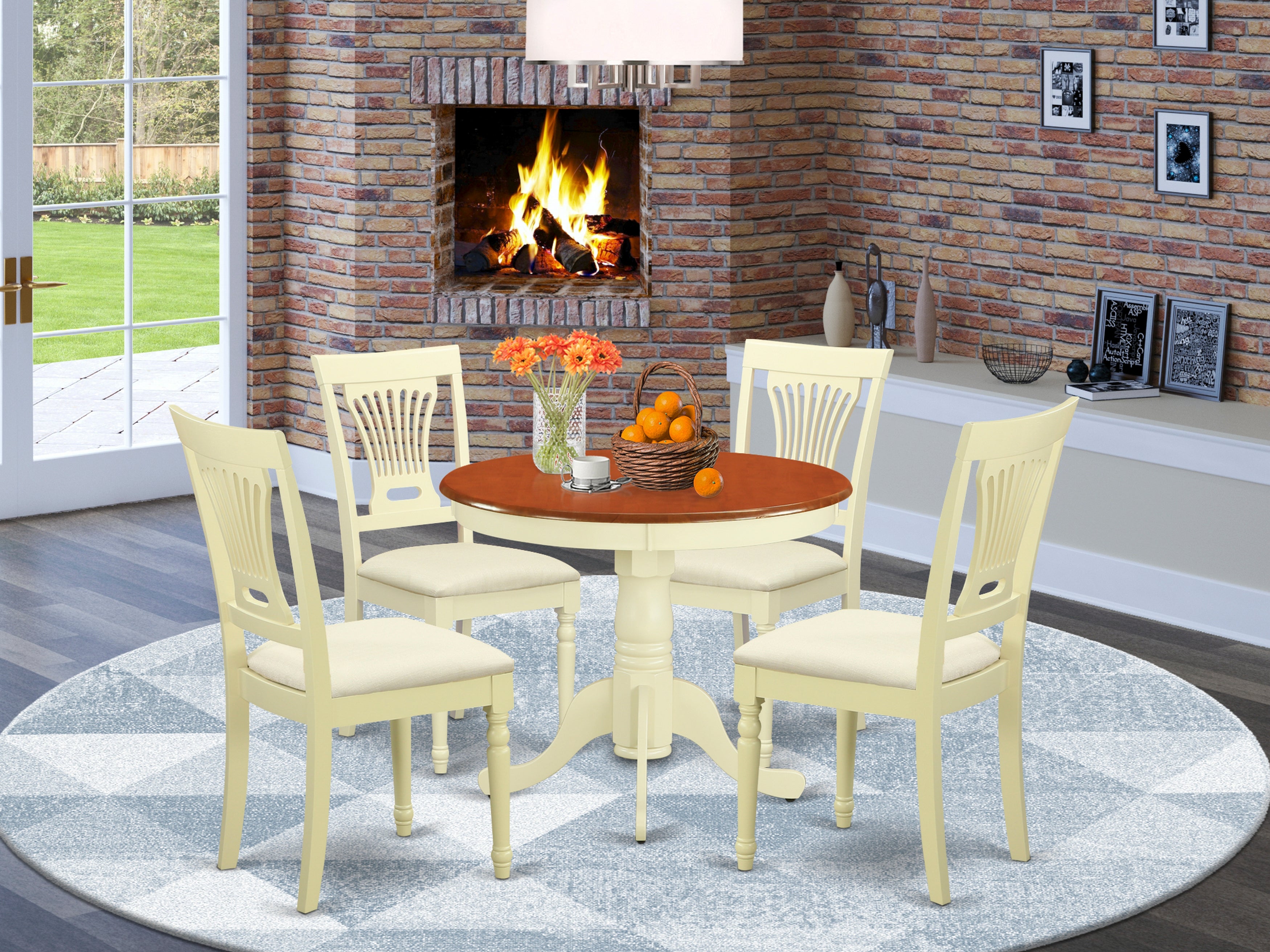 ANPL5-WHI-C 5 Pc Kitchen Table set-small Kitchen Table and 4 Chairs for Dining room