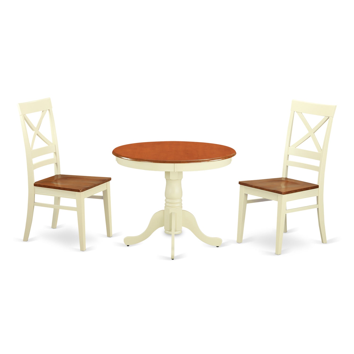 ANQU3-WHI-W 3 PC Kitchen nook Dining set for 2-Kitchen dinette Table and 2 Dining Chairs