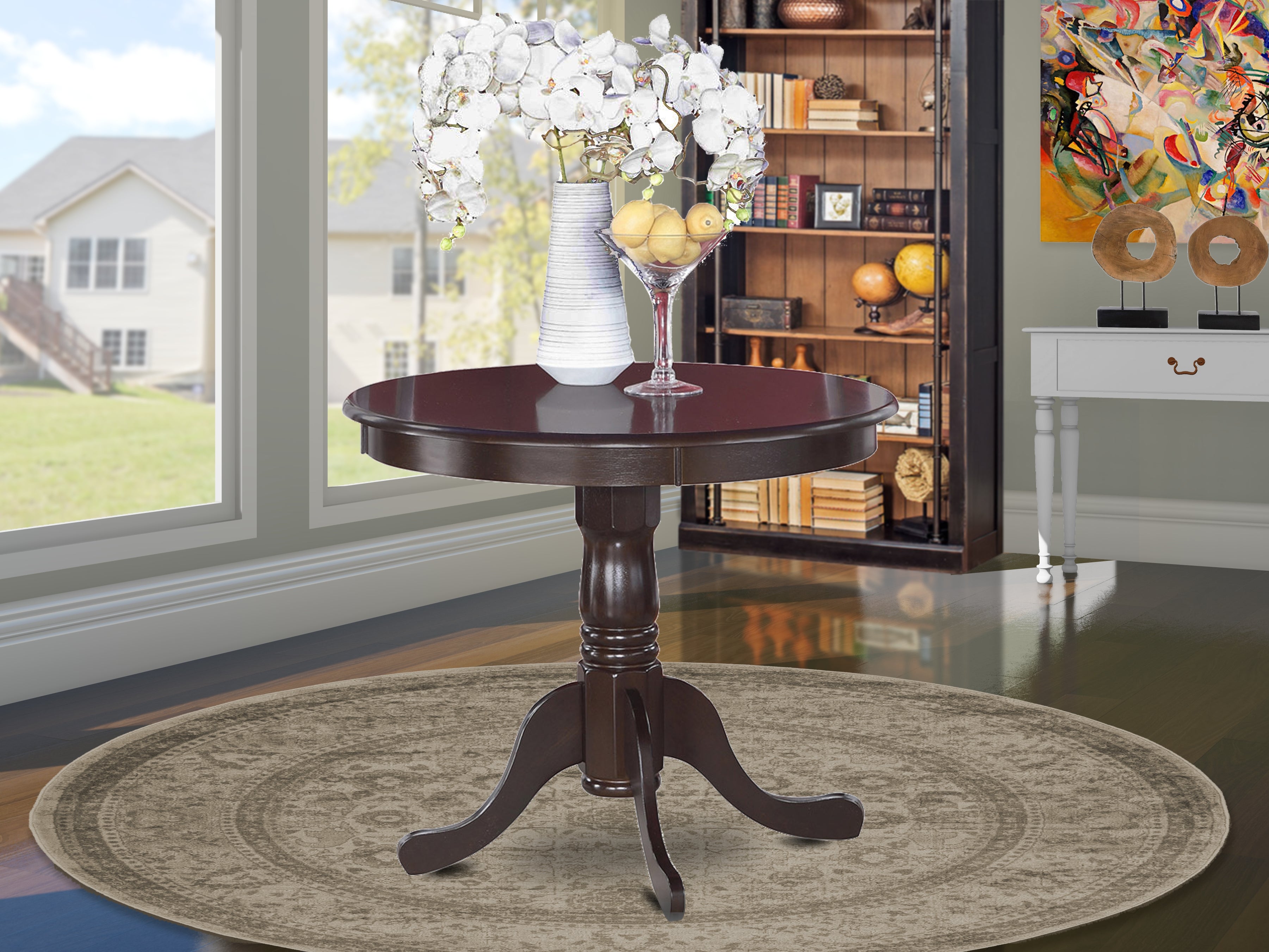 ANT-CAP-TP Antique Table 36" Round with Cappuccino Finish