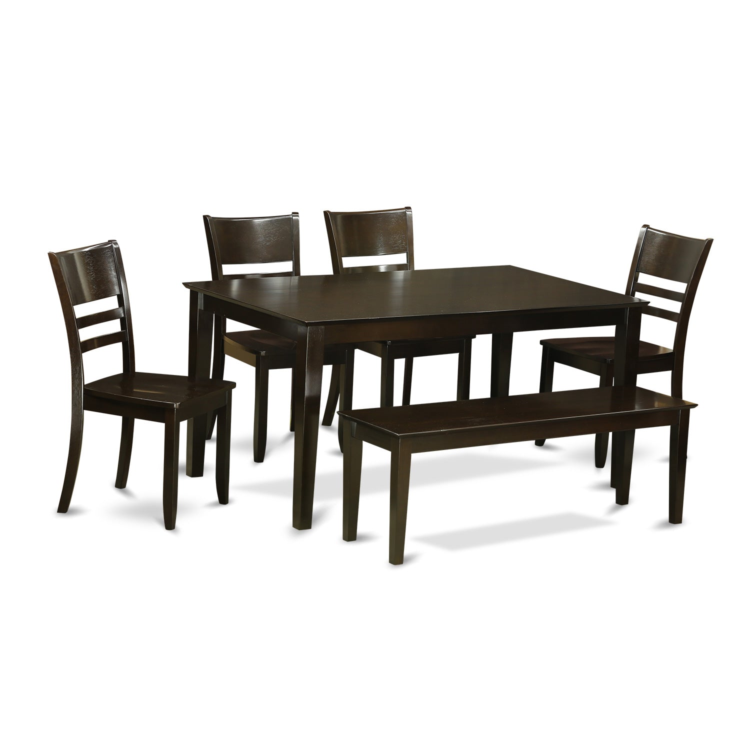 CALY6-CAP-W 6-Pc Dining room set with bench - Dining Table and 4 ding room Chairs and Bench