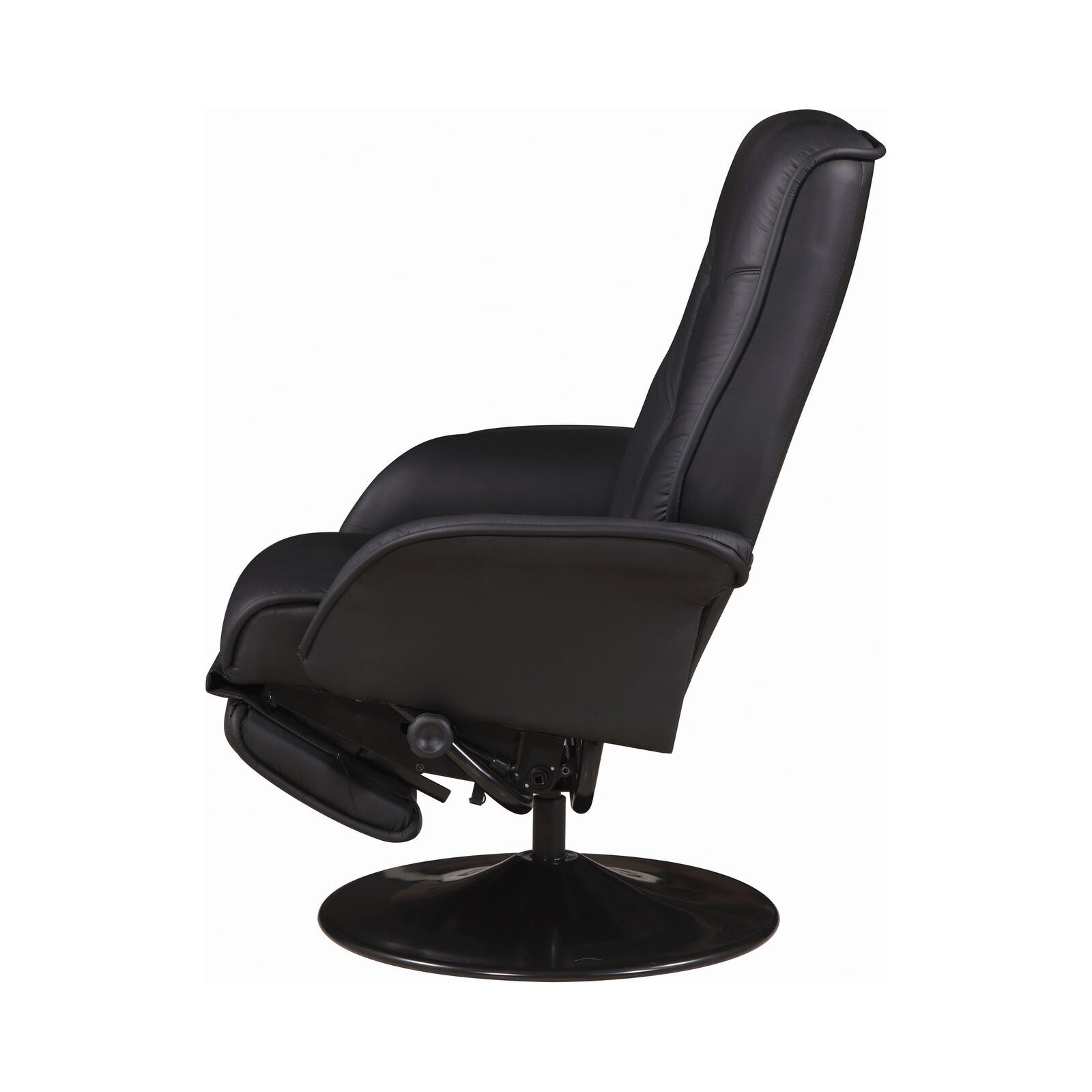 Coaster Swivel Recliner With Leatherette Flared Arm Black 7501