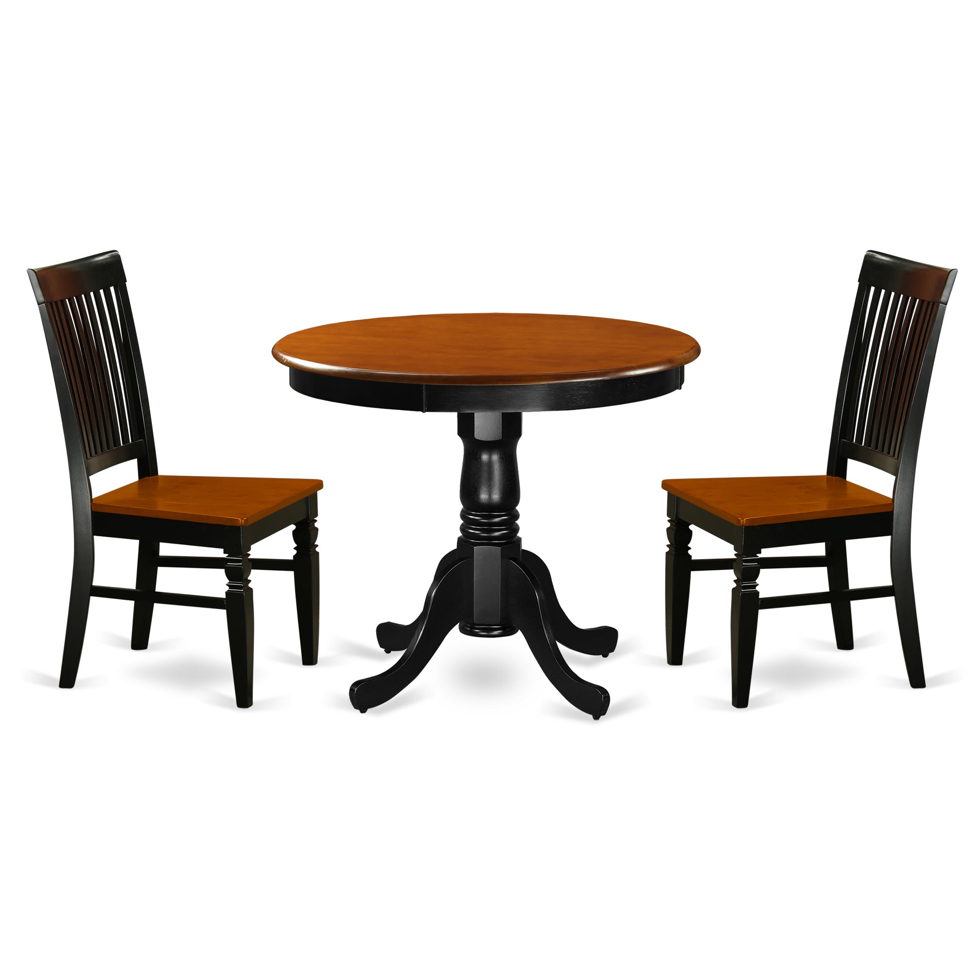 ANWE3-BCH-W 3 Pc Kitchen table set with a Dining Table and 2 Kitchen Chairs in Black and Cherry