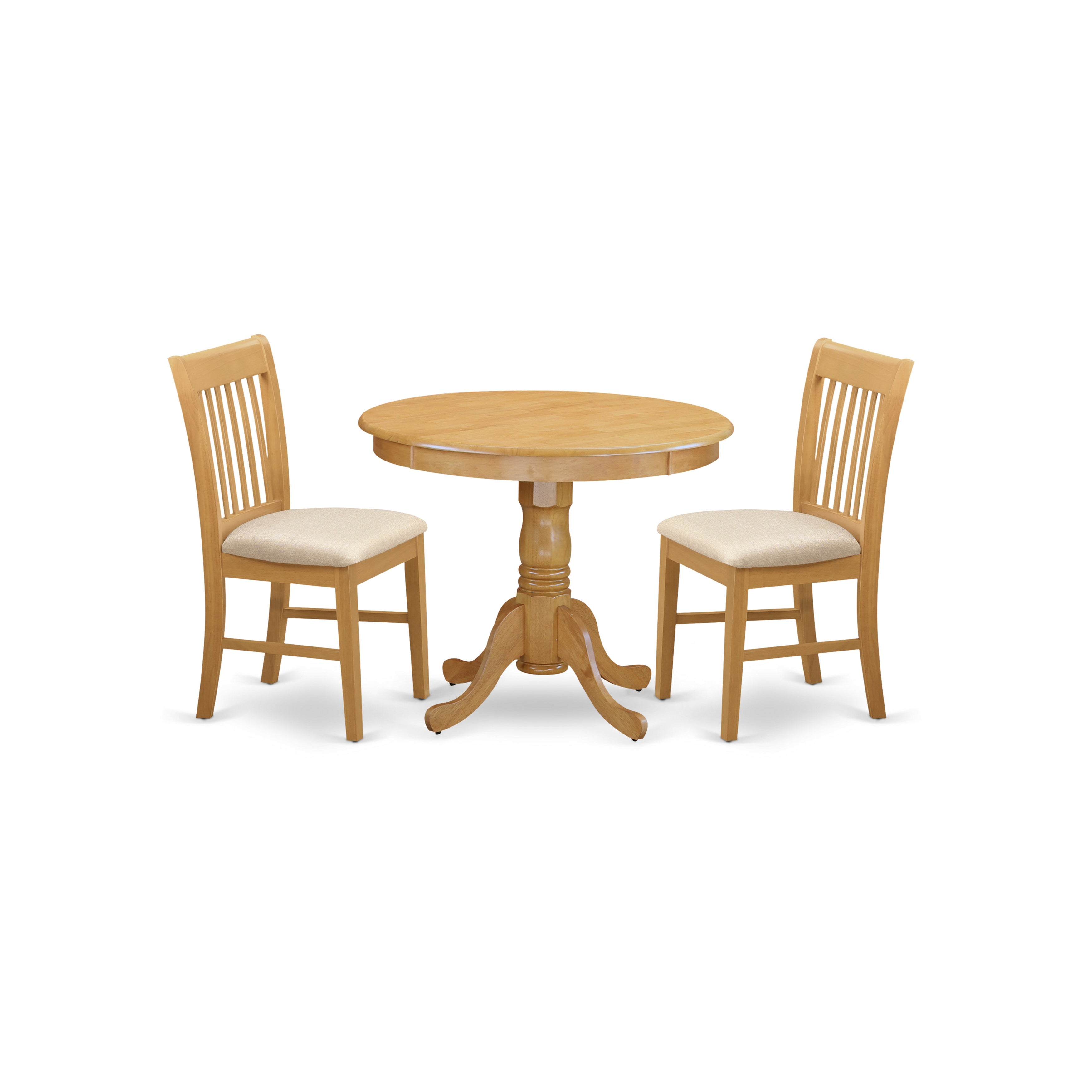 ANNO3-OAK-C 3 Pc Table and chair set - Kitchen Table and 2 Dining Chairs