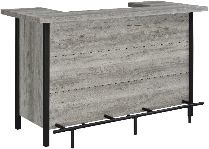 Bellemore Bar Unit With Footrest Grey Driftwood And Black