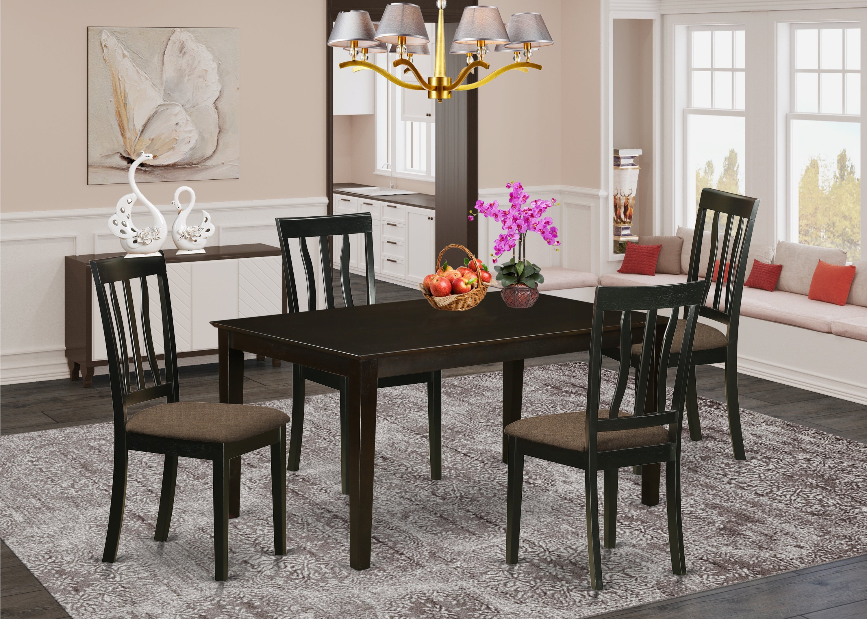 CAAN5-CAP-C 5 PC Dining room set-Table and 4 Dining room Chair