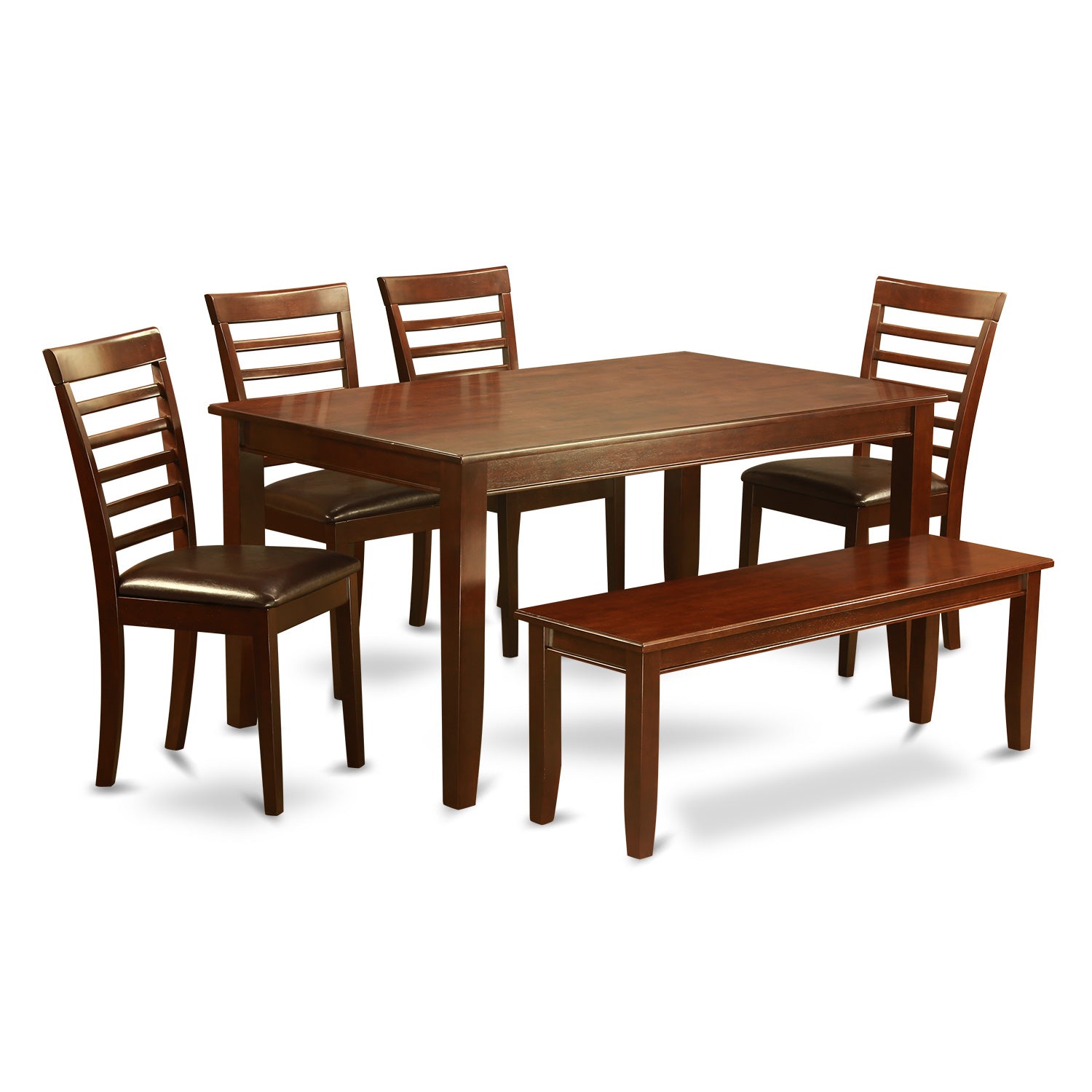 DUML6D-MAH-LC 6 Pc Dining set with bench - Dining Table with 4 Dining Chairs plus Bench