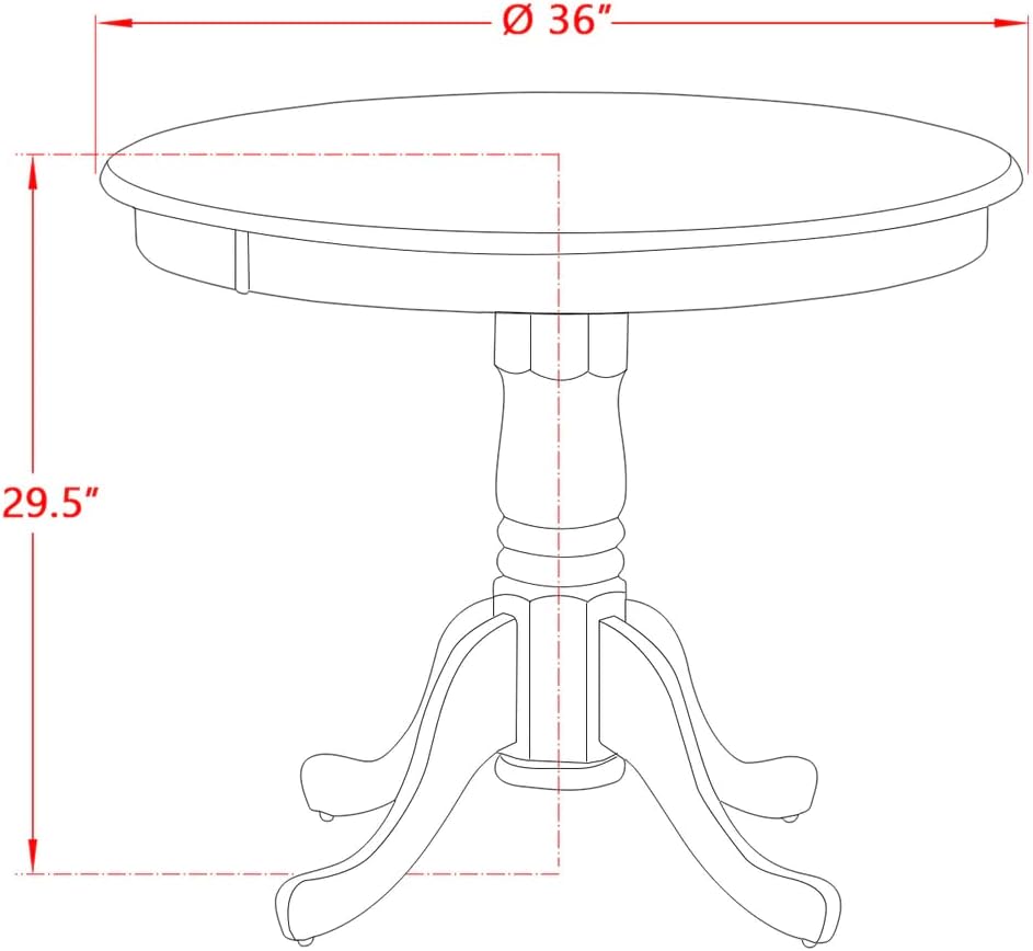 36 Inch Mid Century Solid wood Round Table With Pesestal in Mahogany Finish