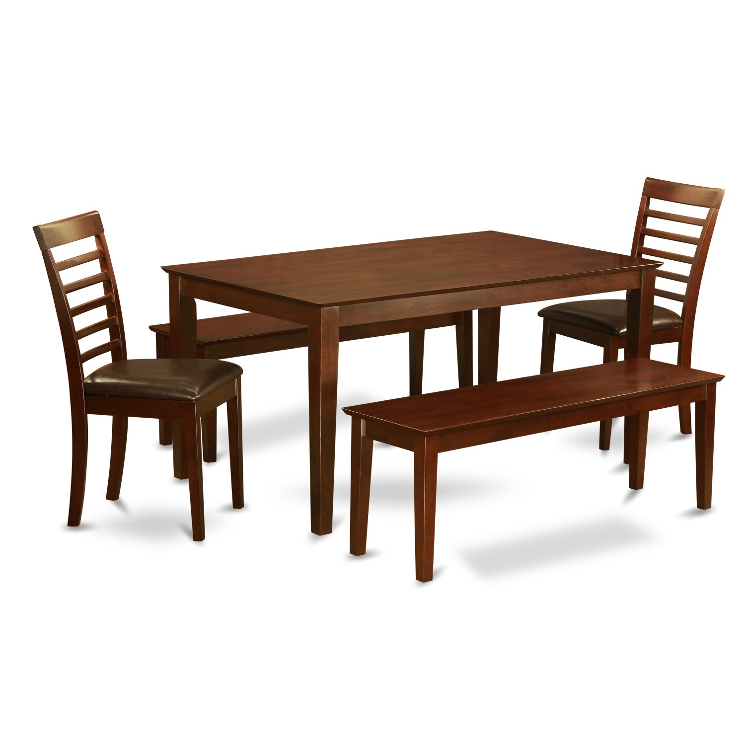 CAML5C-MAH-LC 5 PC Dining room set-Dining Table and 2 Chairs and 2 Benches