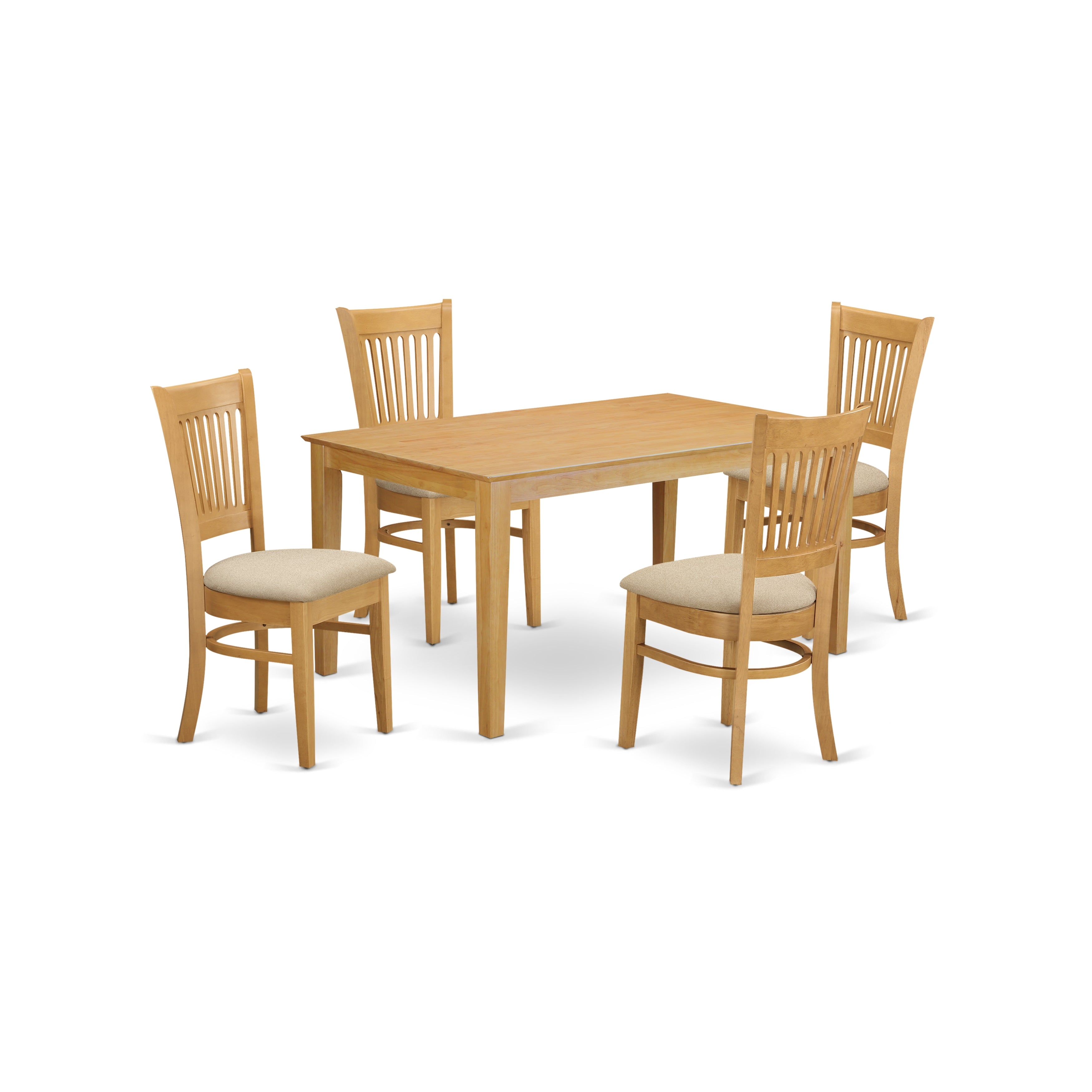 CAVA5-OAK-C 5 PcSmall Kitchen Table set - Kitchen Table and 4 Dining Chairs