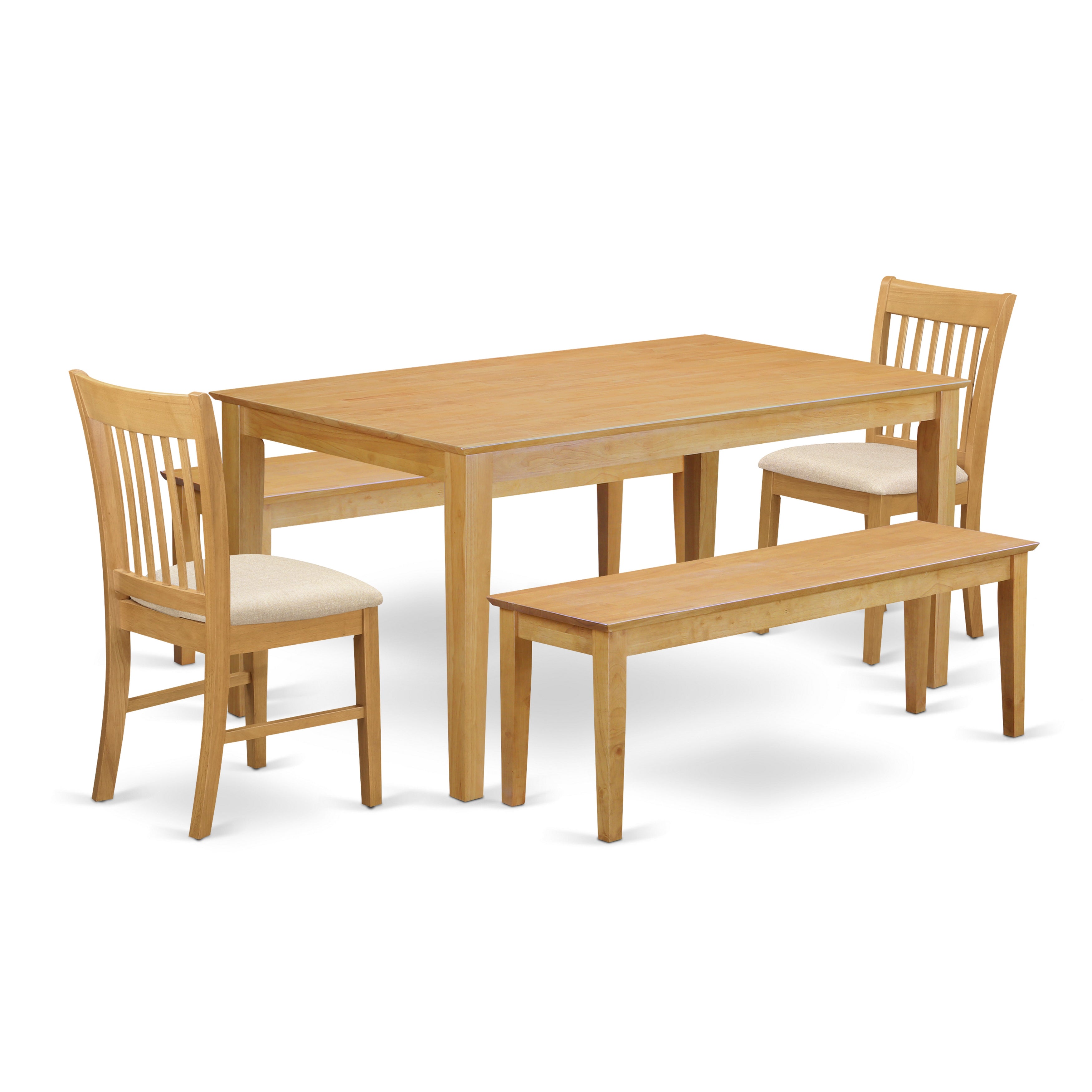 CANO5C-OAK-C 5 Pc Dining room set - Small Kitchen Table and 2 Dining Chairs with 2 benches