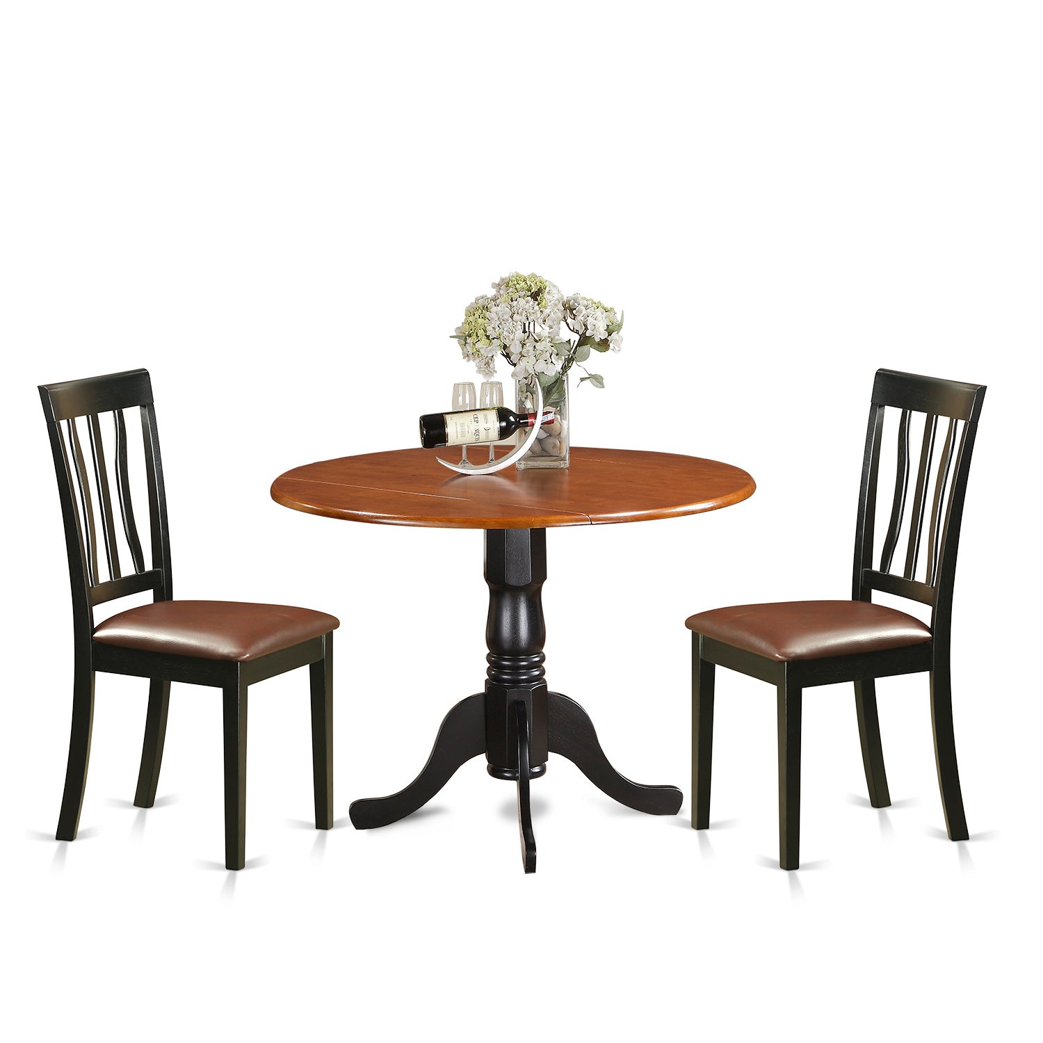 DLAN3-BCH-LC Dining set - 3 Pcs with 2 Wood Chairs