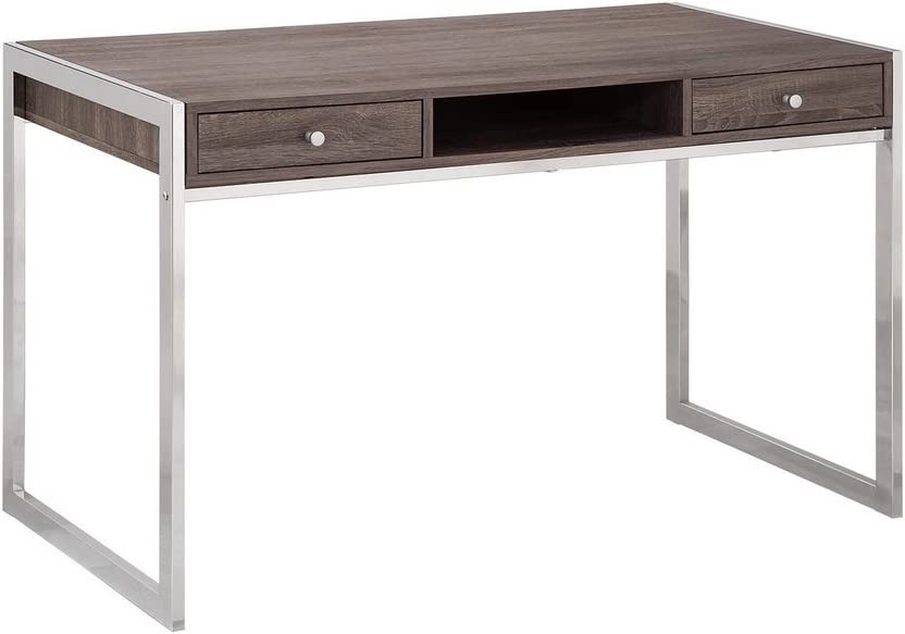 Wallice 2-Drawer Writing Desk Weathered Grey And Chrome