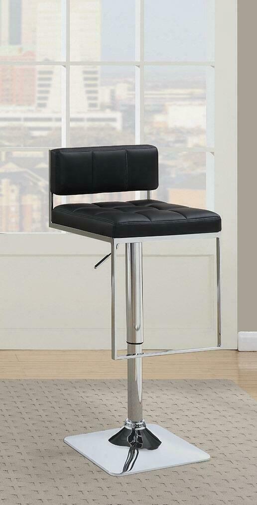 Contemporary Adjustable Bar Stool With Leatherette Seat Chrome And Black 100194