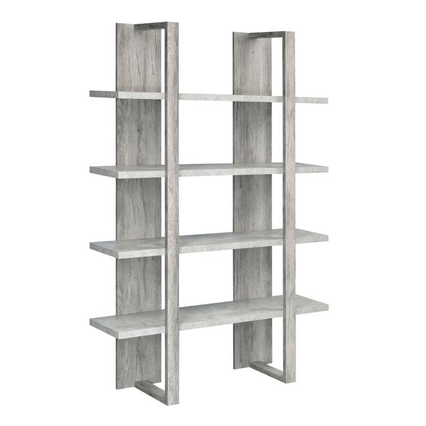 Bookcase with 4 Full-length Shelves Grey Driftwood And Cement