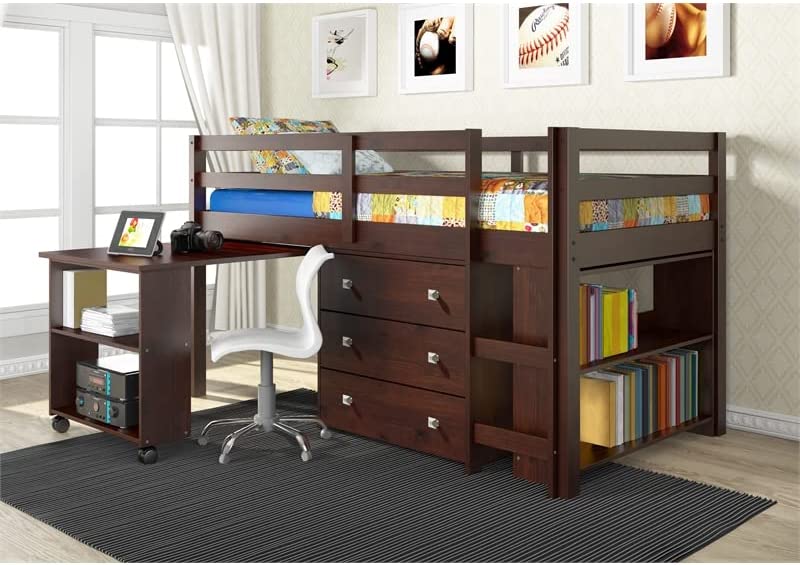 Donco Kids Twin Low Loft Bed - Dark Cappuccino