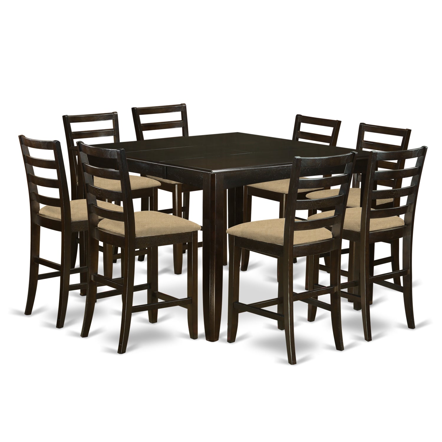 FAIR9-CAP-C 9 PC counter height set- Square Table and 8 Kitchen counter Chairs