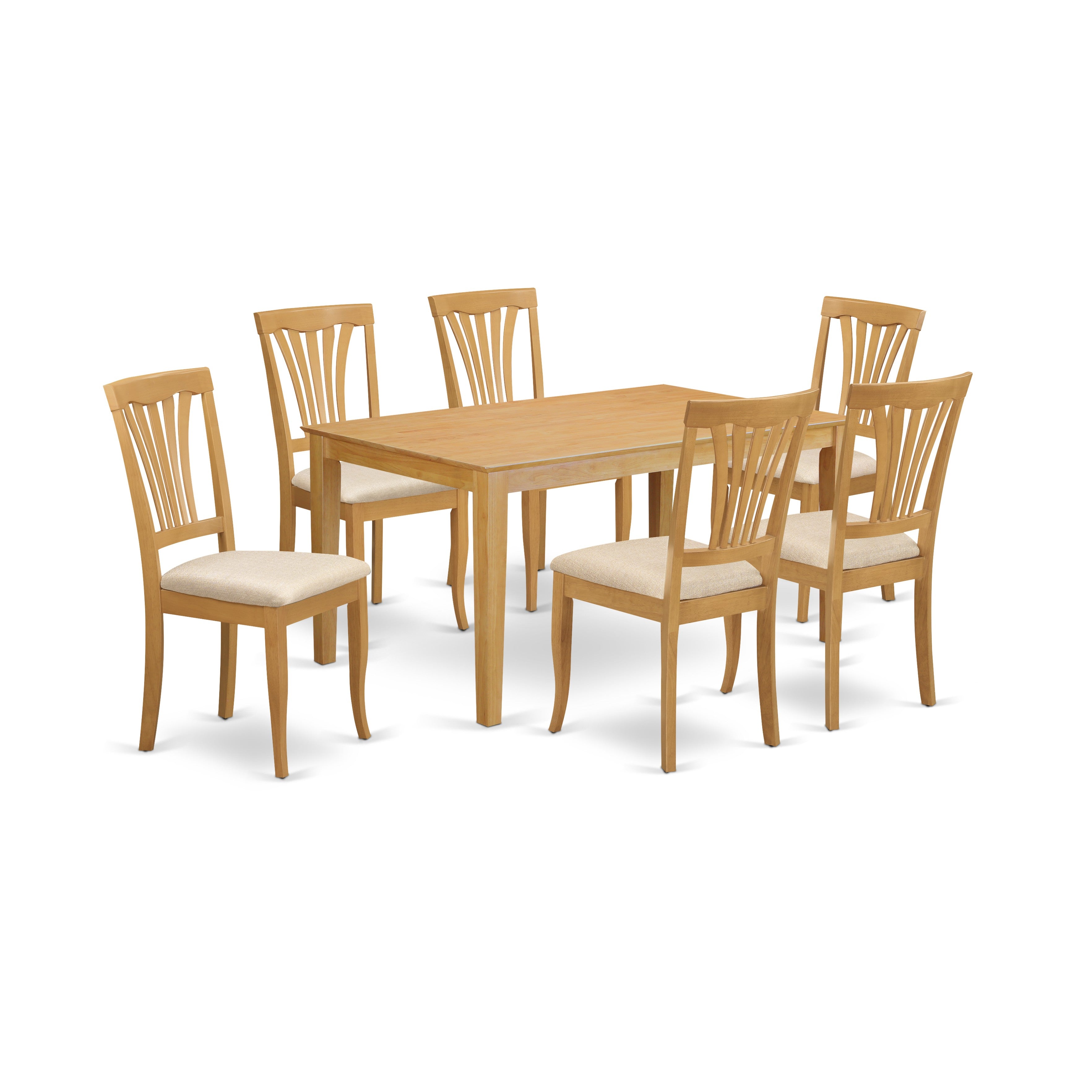 CAAV7-OAK-C 7 Pc Dinette set - Dinette Table and 6 Dining Chairs