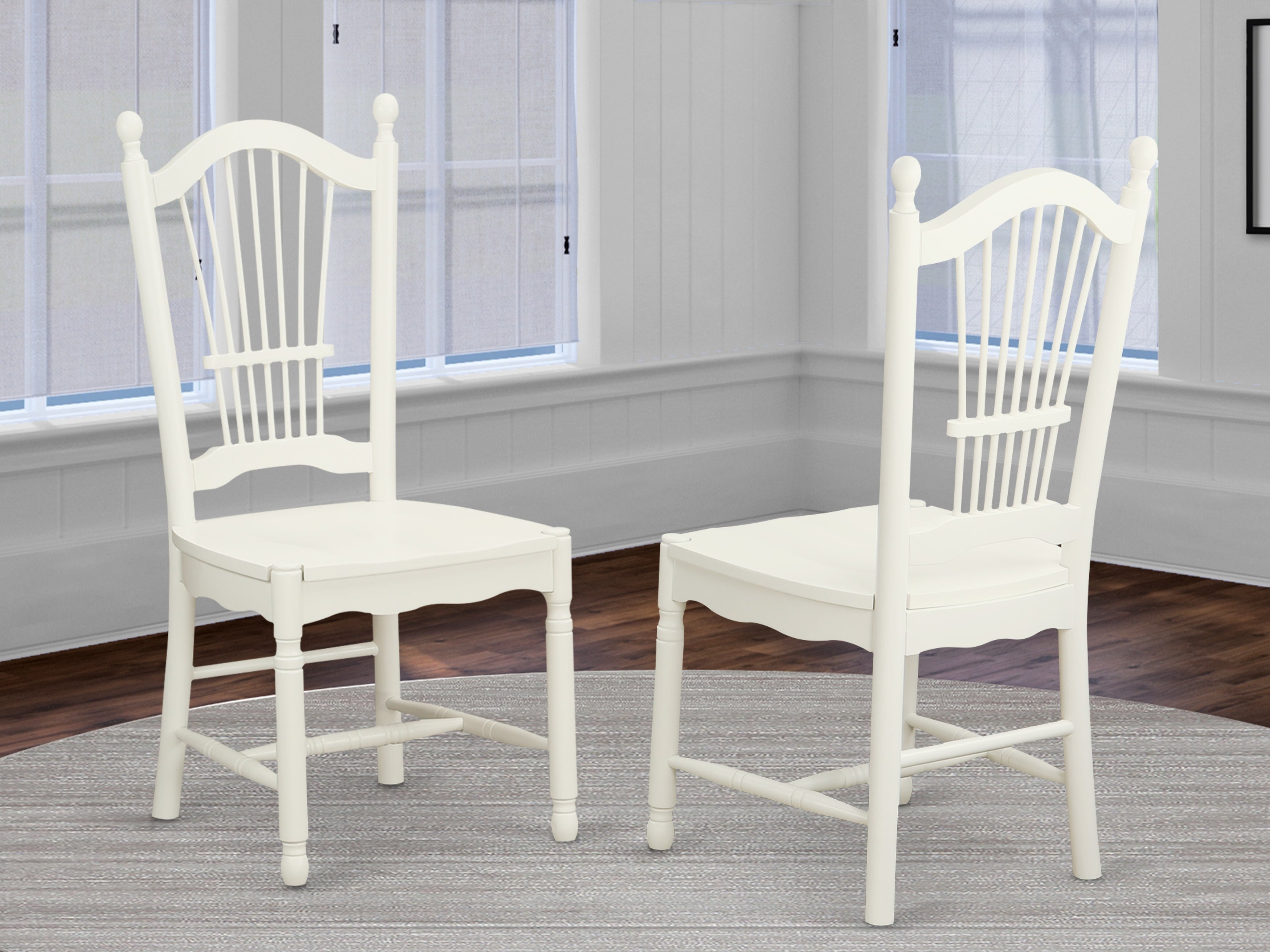 DOC-LWH-W Dover Dining Room Chairs With Wood Seat - Finished in Linen White
