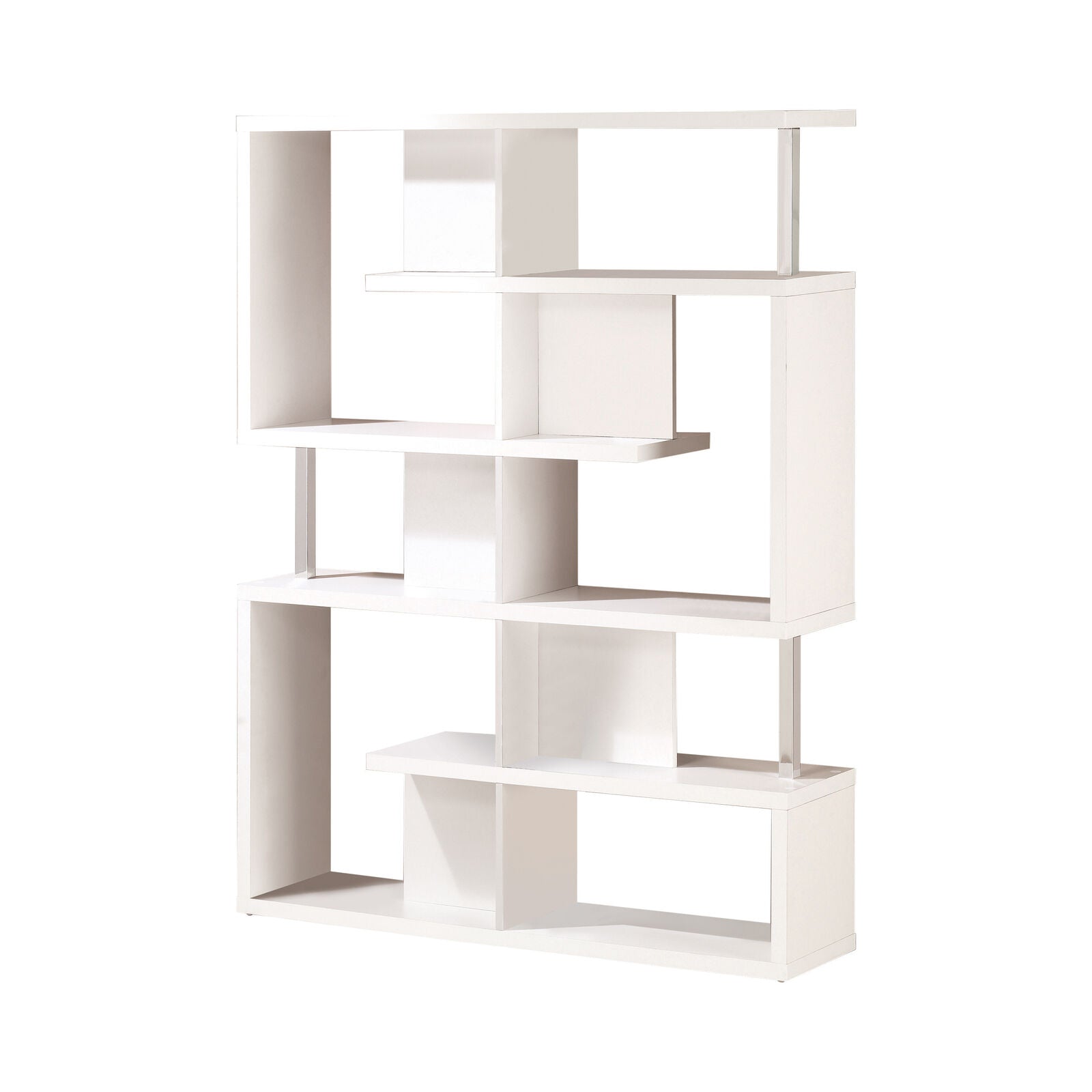 Coaster Home Office Geometric Design 5-Tier Bookcase Shelf White And Chrome
