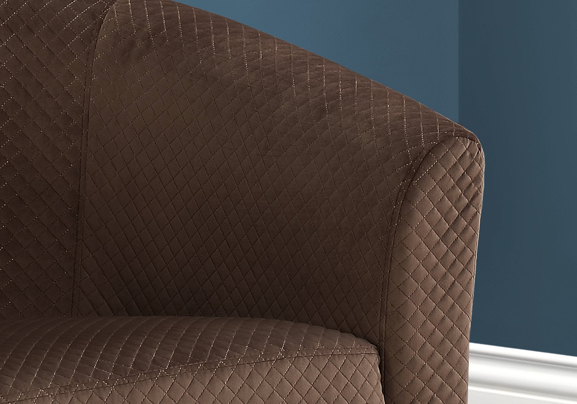 ACCENT CHAIR - 2PCS SET / DARK BROWN QUILTED FABRIC