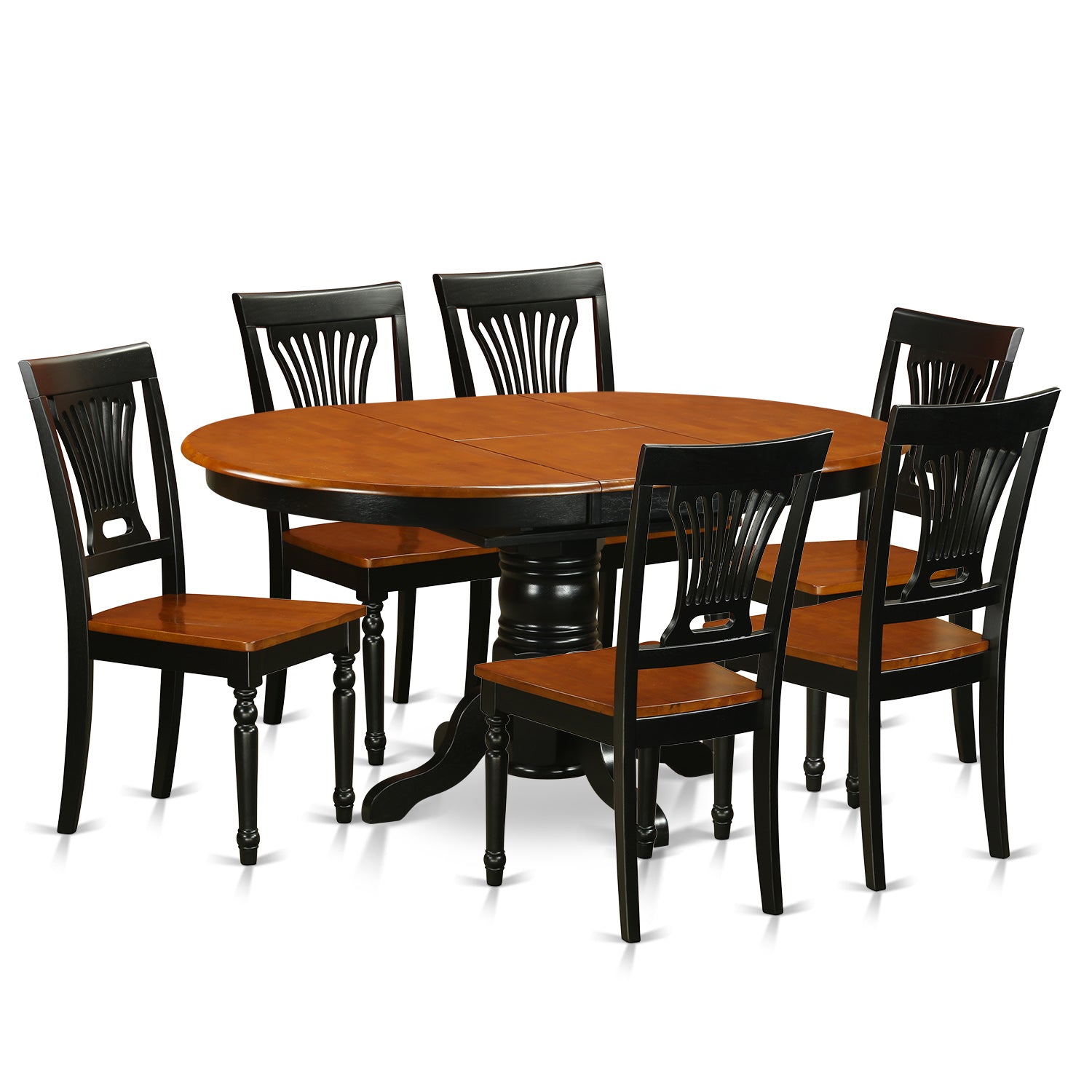 AVPL7-BCH-W Dining set - 7 Pcs with 6 Wooden Chairs