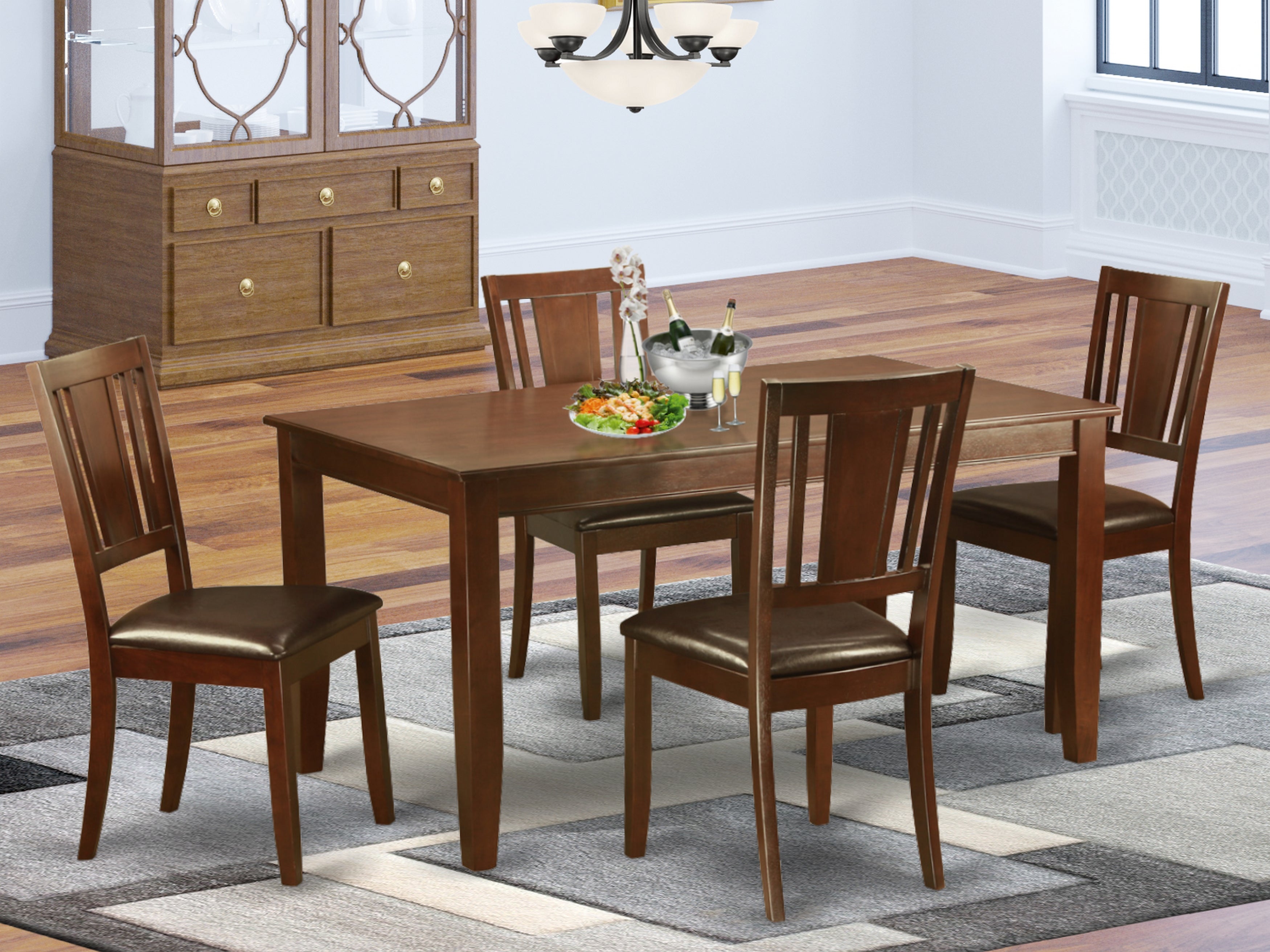 DUDL5-MAH-LC 5 PC formal Dining room set-Table and 4 Chairs for Dining room