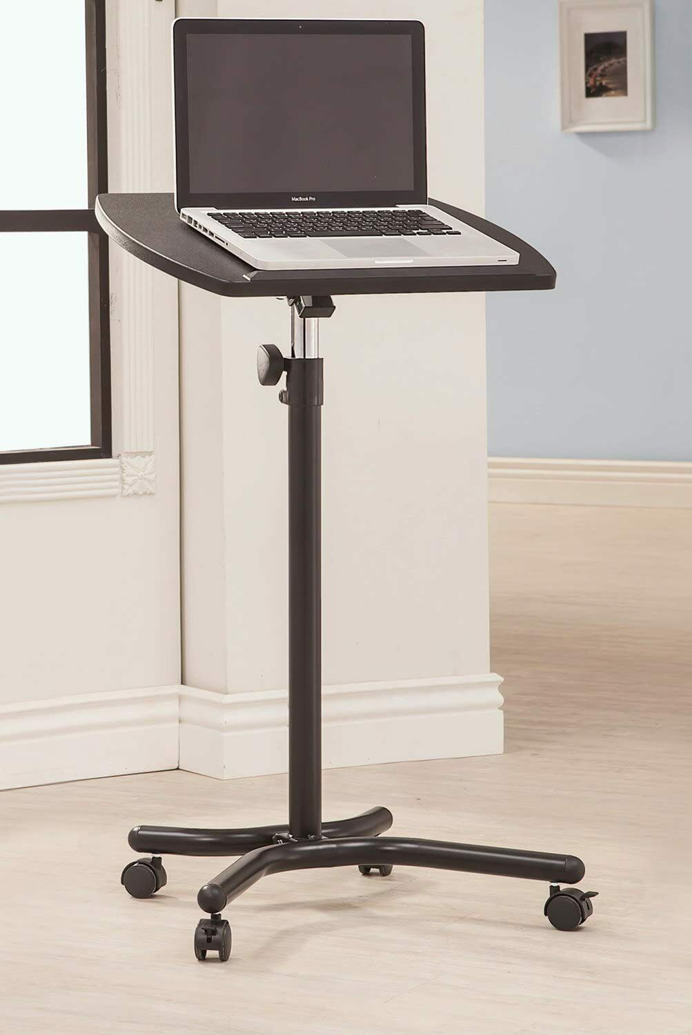 Adjustable Laptop Stand with Casters, Black